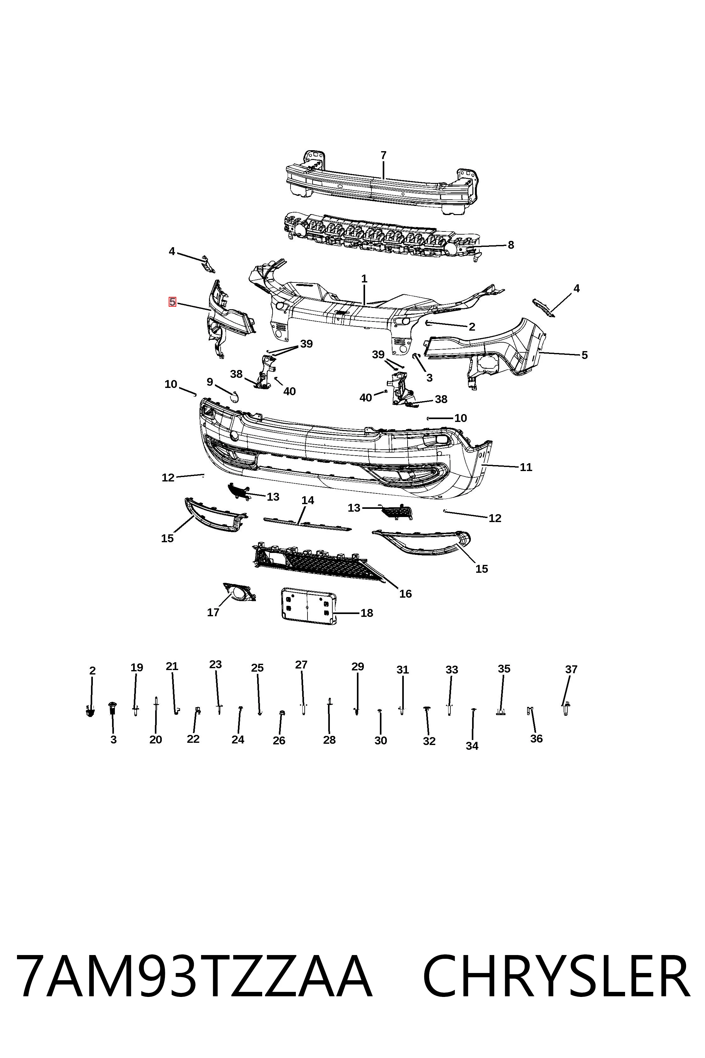 K7AM93TZZAA Fiat/Alfa/Lancia Бампер передній, ліва частина