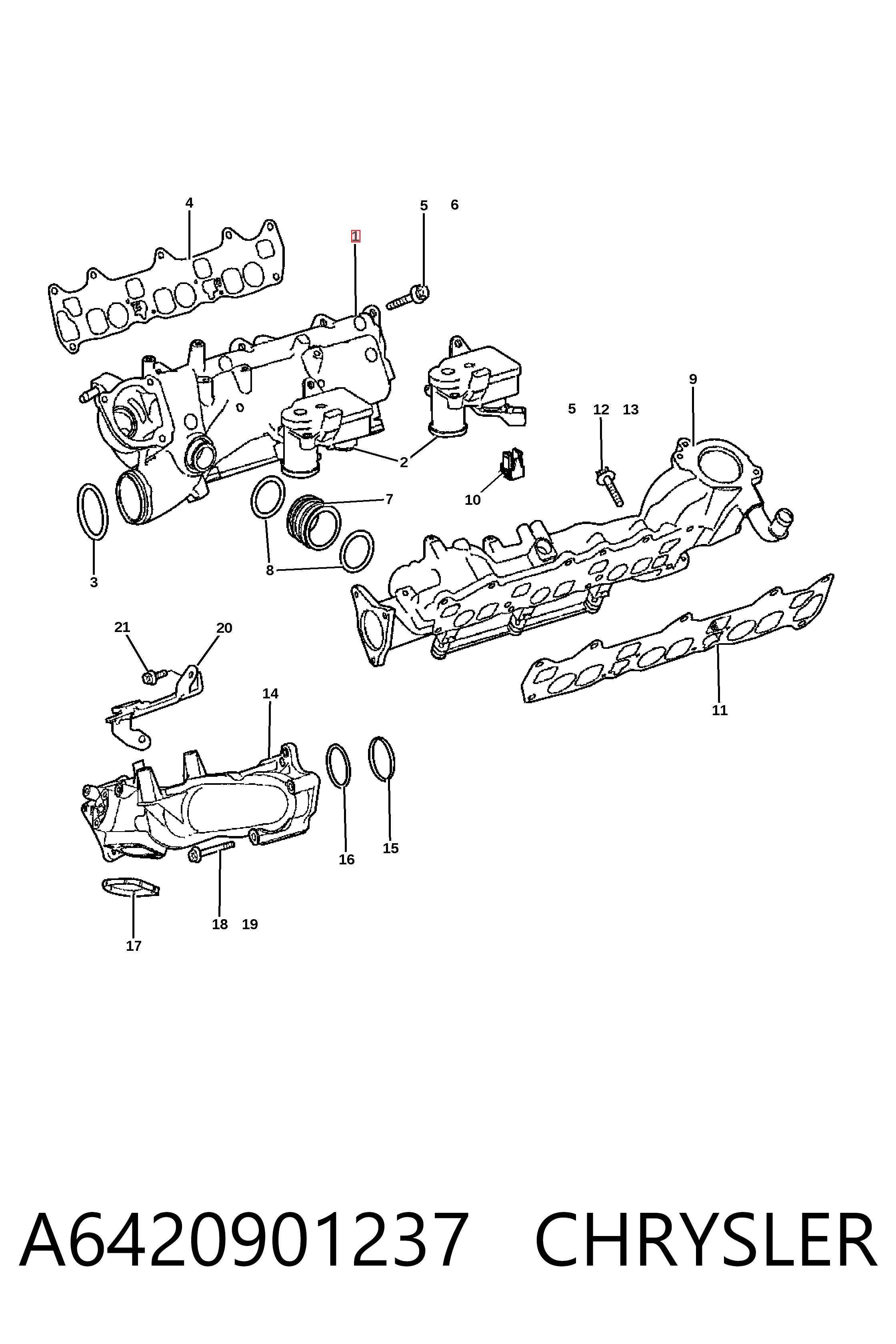 Колектор впускний, правий Fiat/Alfa/Lancia K05175642AA ціна, від 68.05 USD