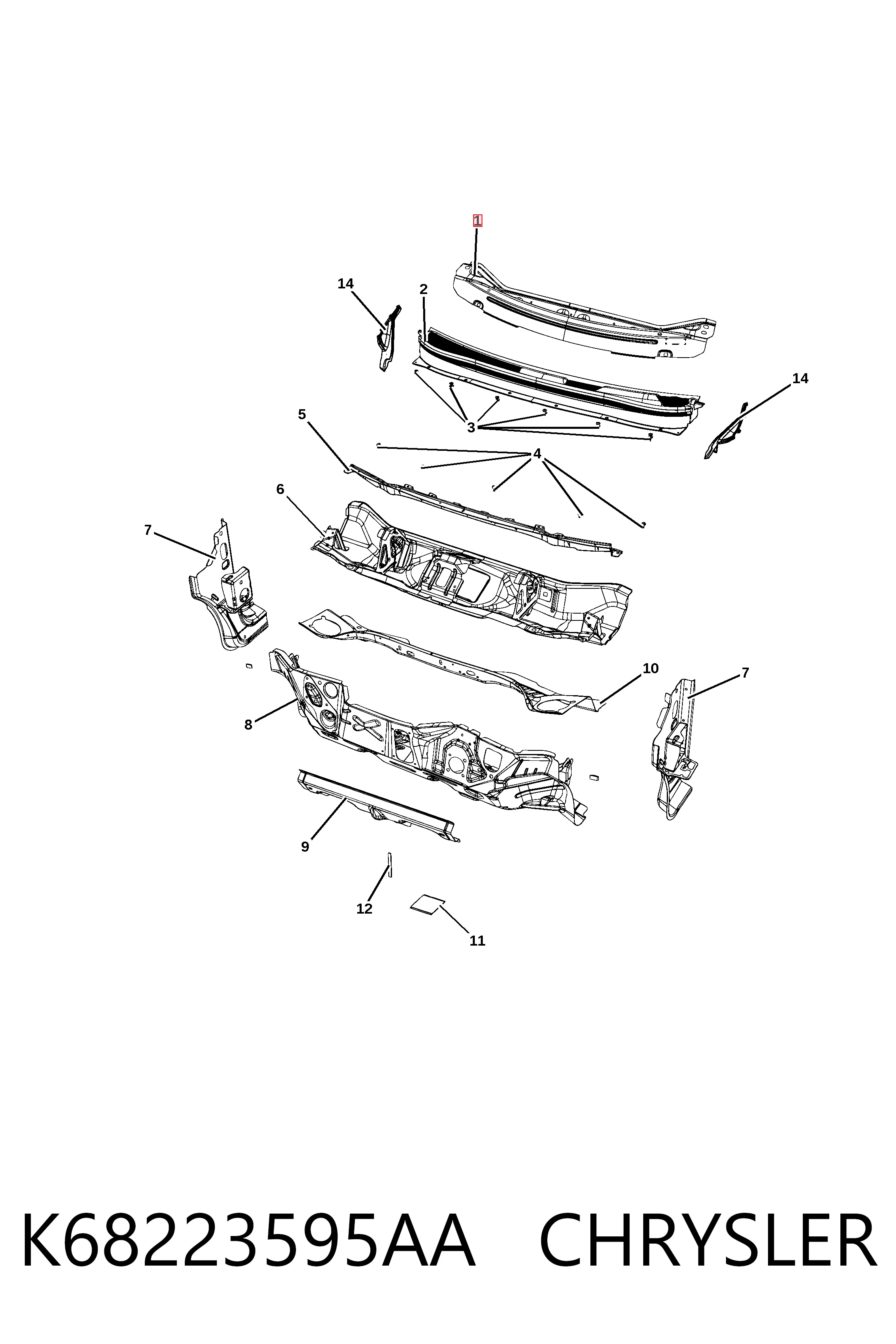 Решітка склоочисників Fiat/Alfa/Lancia K68223595AB