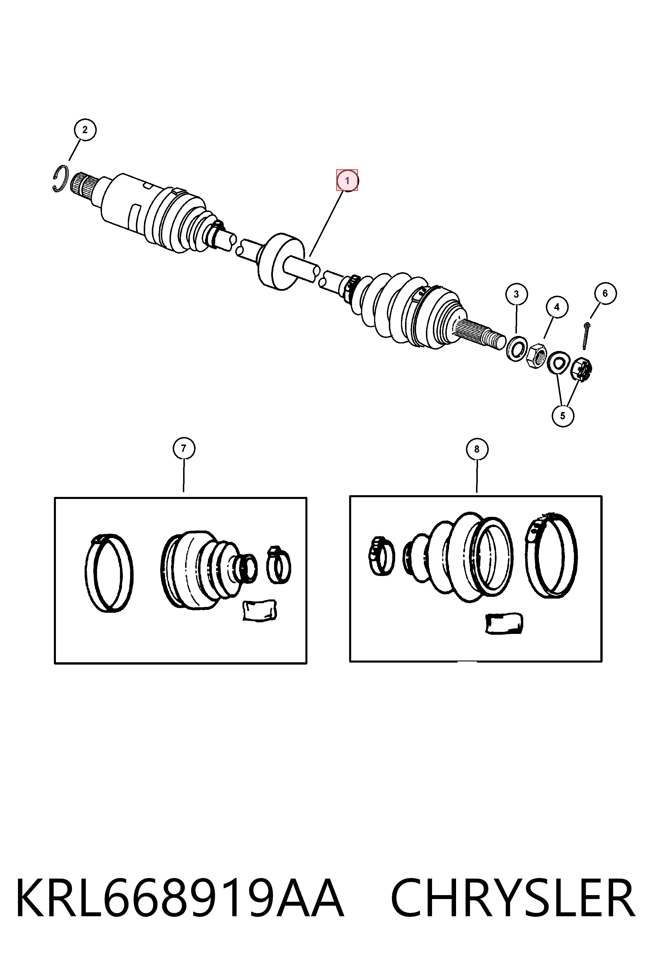 Купити K04668919AA Fiat/Alfa/Lancia Ліва піввісь
