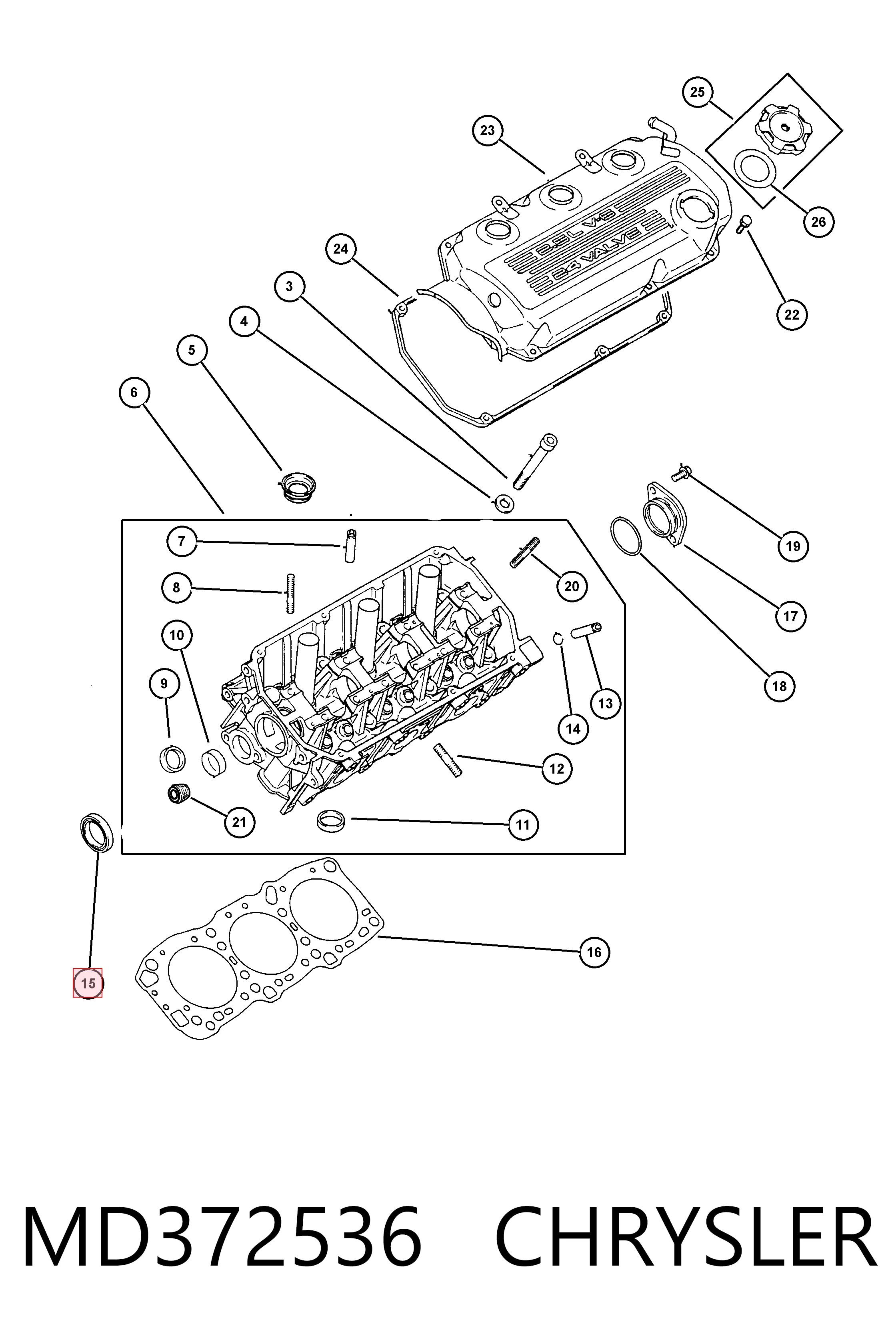 MD372536 Chrysler Сальник двигуна, распредвала