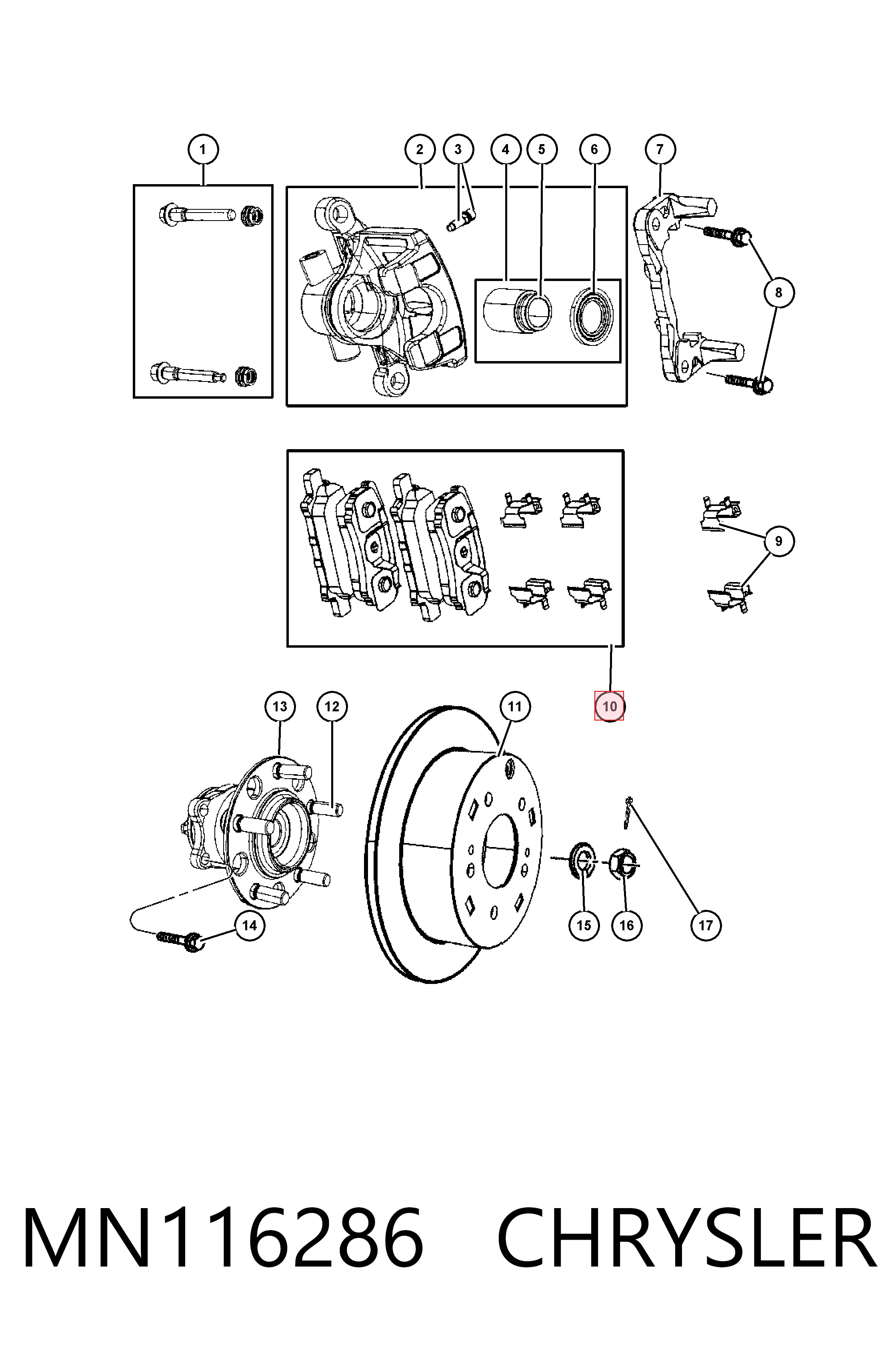 MN116286 Chrysler Колодки гальмівні задні, дискові