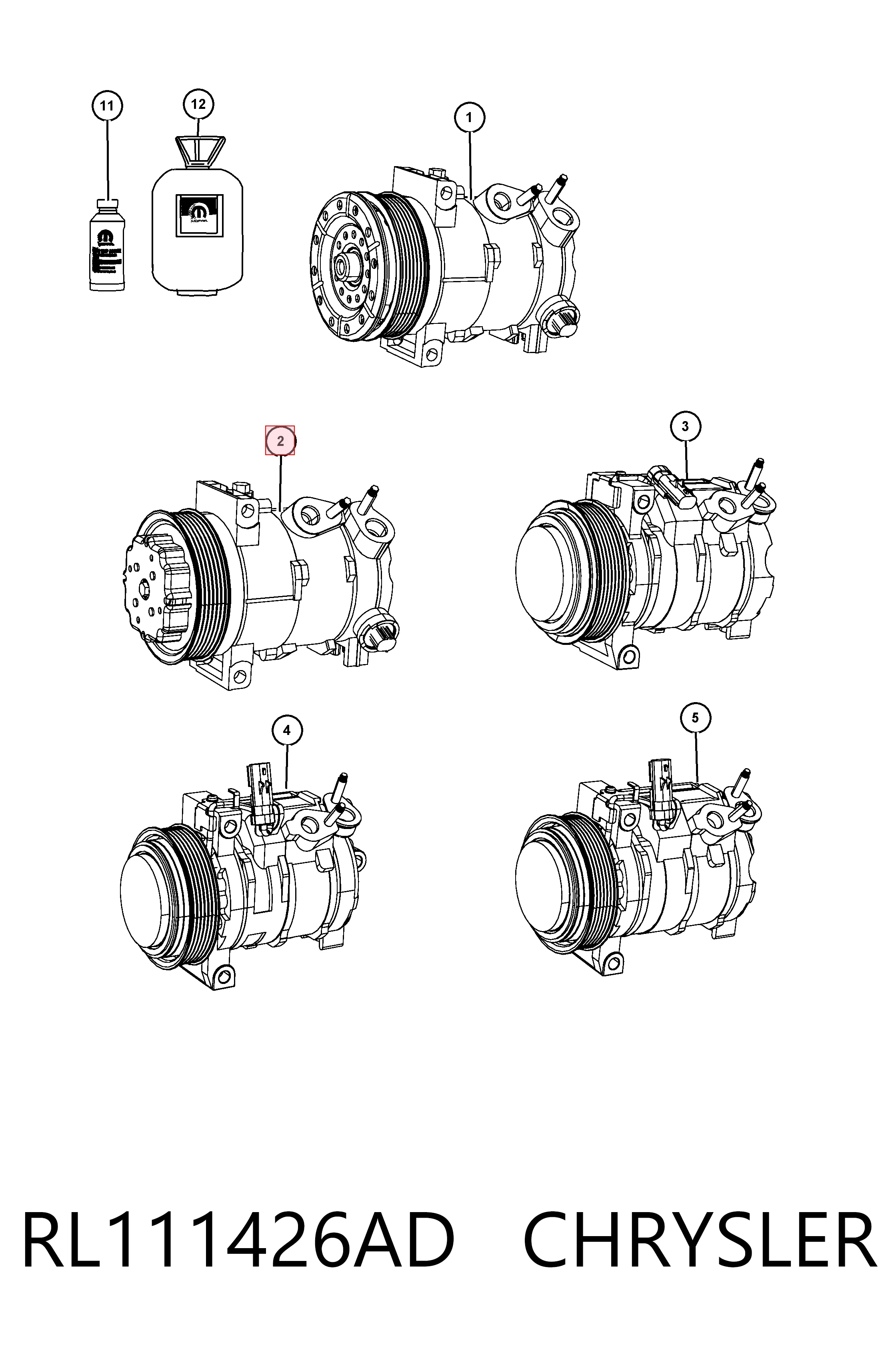 Компресор системи кондиціювання Chrysler P55111426AC ціна, від 176.37 USD