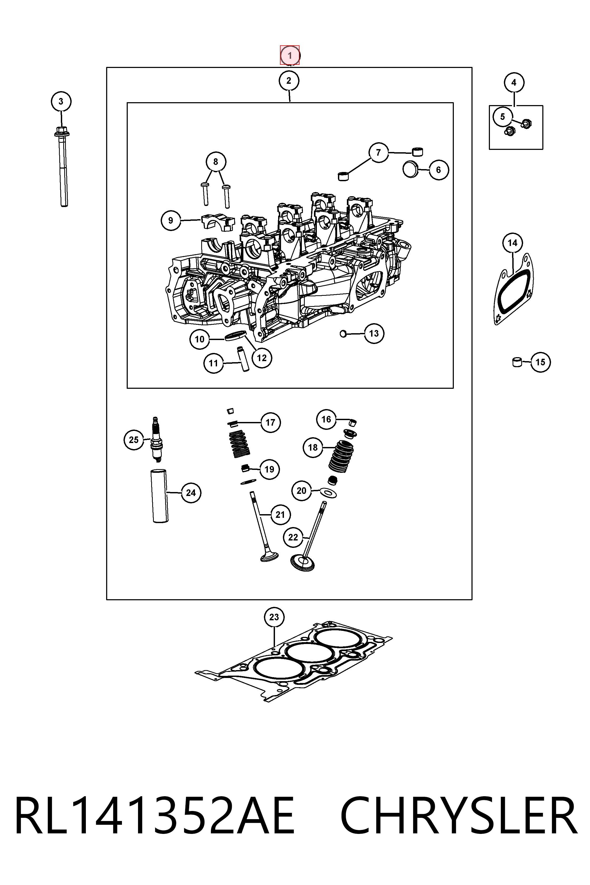 RL141352AE Chrysler Головка блоку циліндрів (ГБЦ), права