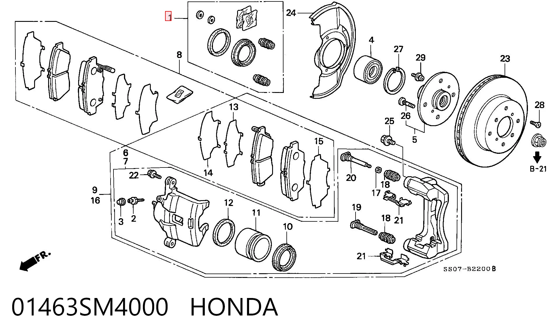 01463SM4000 Honda Ремкомплект гальмівної системи
