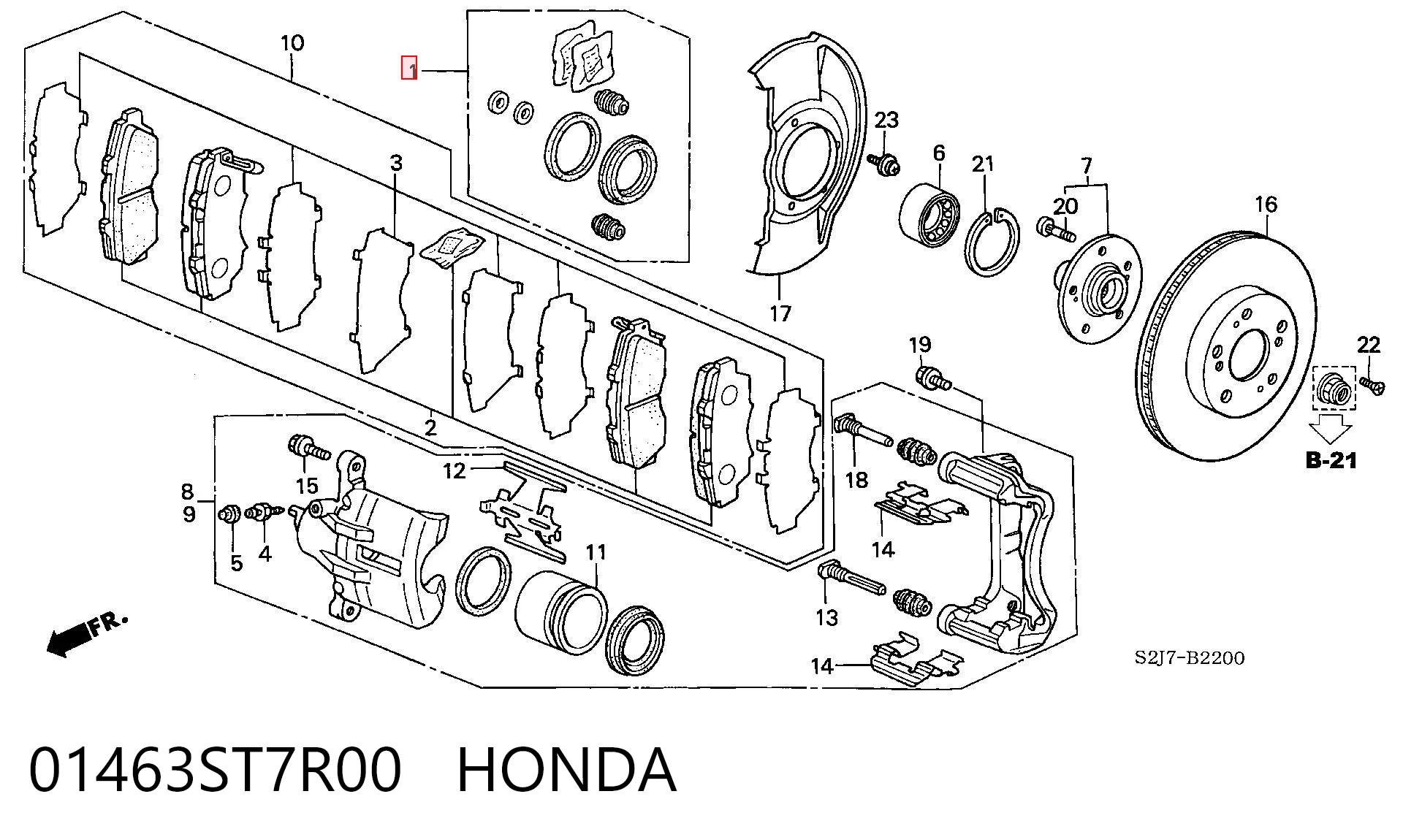 01463ST7R00 Honda Ремкомплект гальмівної системи