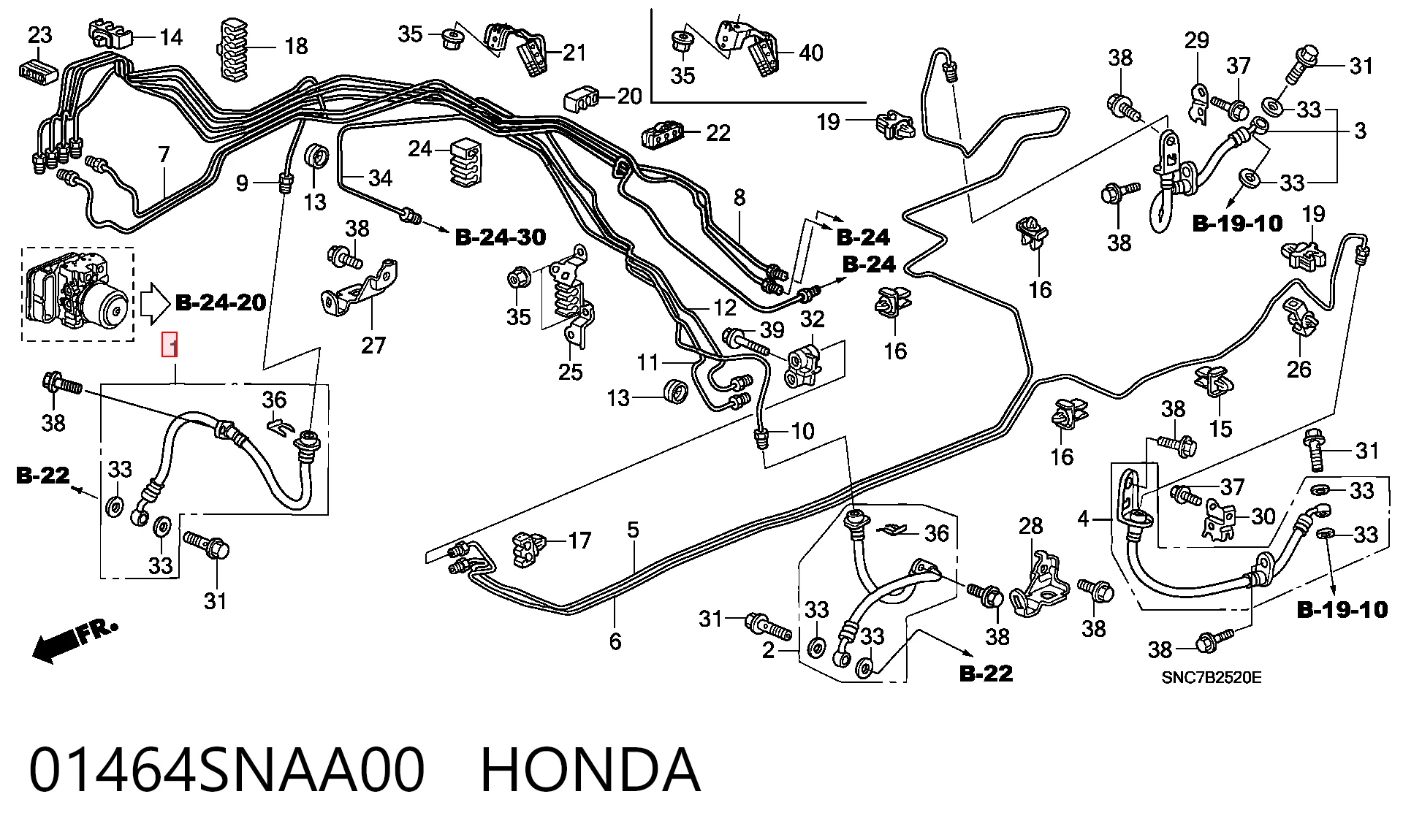 01464SNAA00 Honda Шланг гальмівний передній, правий