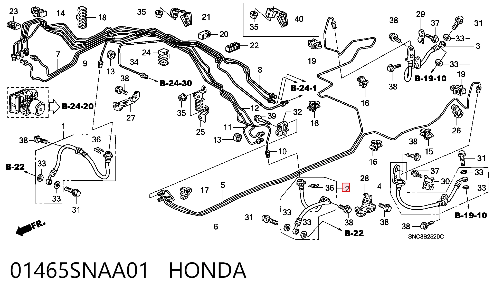 01465SNAA01 Honda Шланг гальмівний передній, лівий