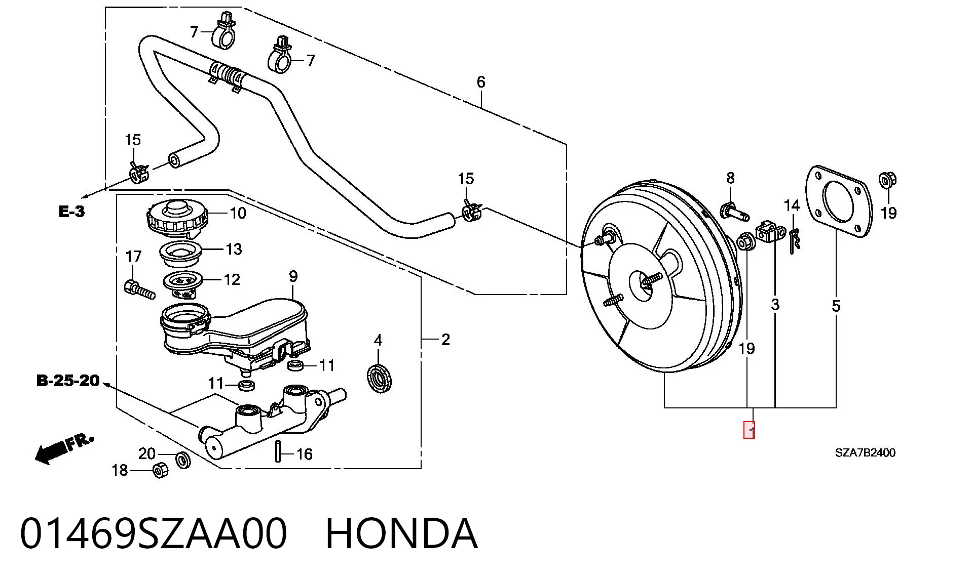 01469SZAA00 Honda Підсилювач гальм вакуумний