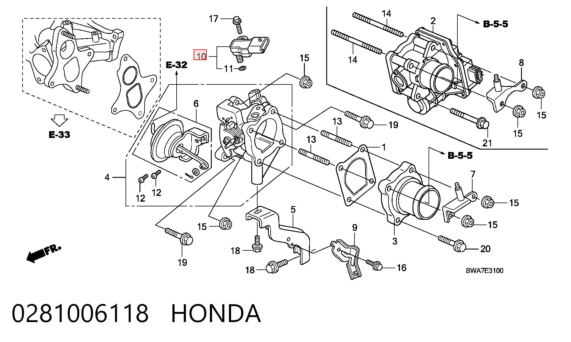 0281006118 Honda Датчик наддува