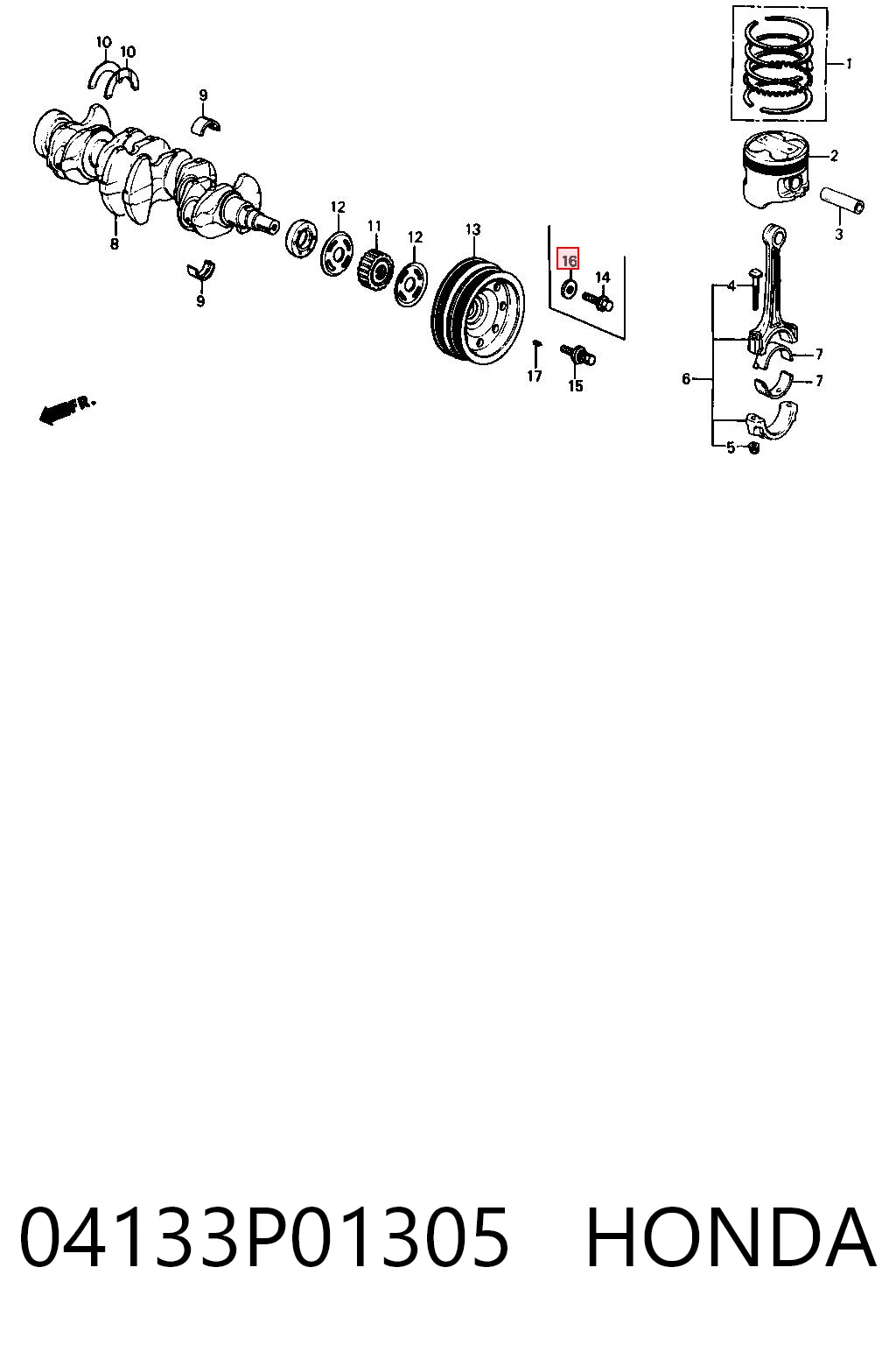 04133P01305 Honda Болт коленвала