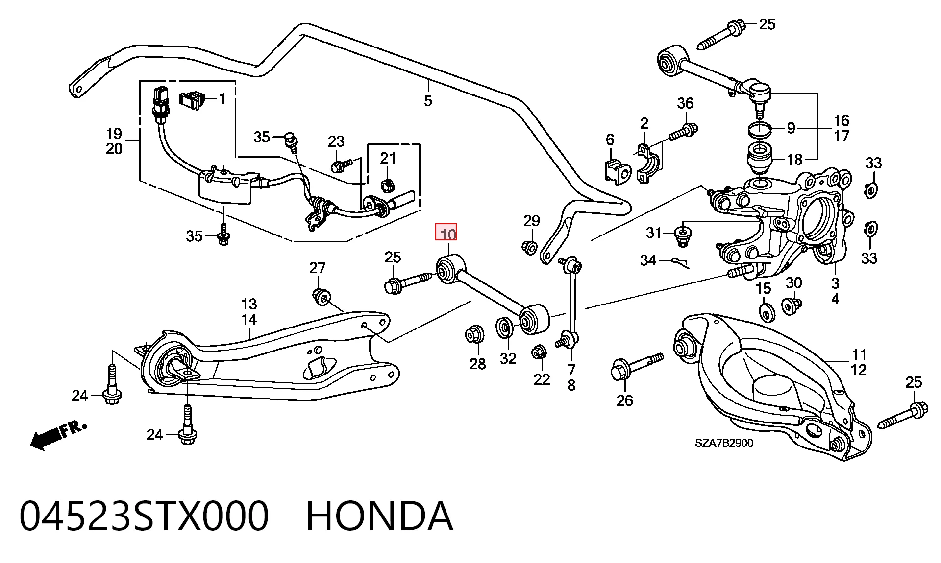 04523STX000 Honda Розтяжка задньої підвіски