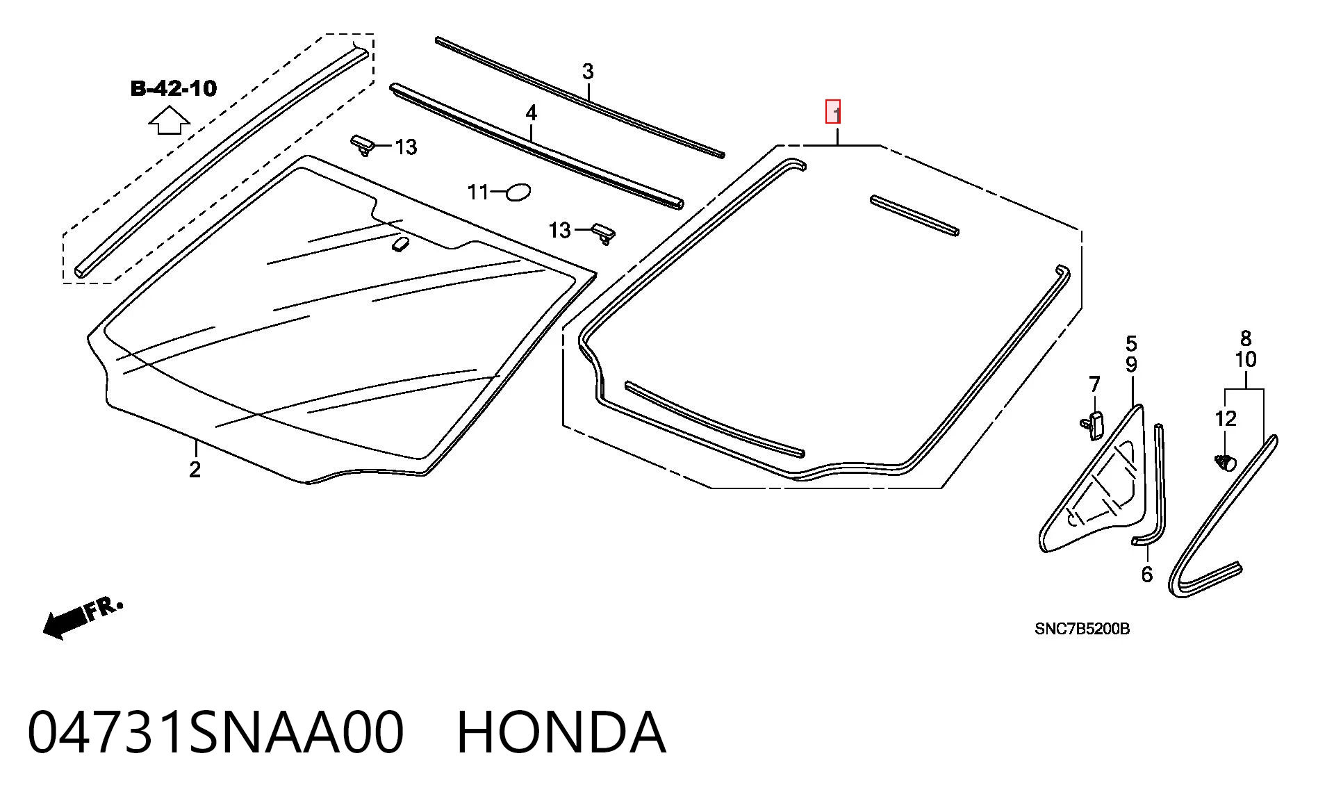 04731SNAA00 Honda Прокладка лобового скла
