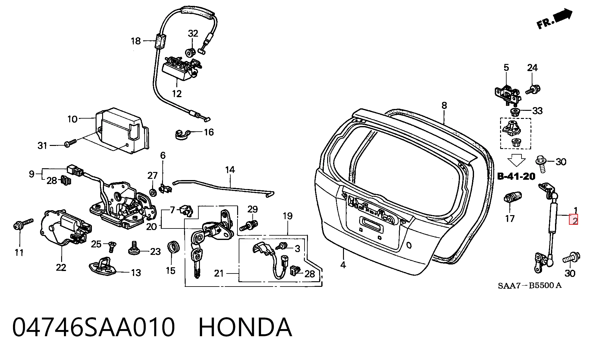04746SAA010 Honda Амортизатор кришки багажника / двері 3/5-ї задньої