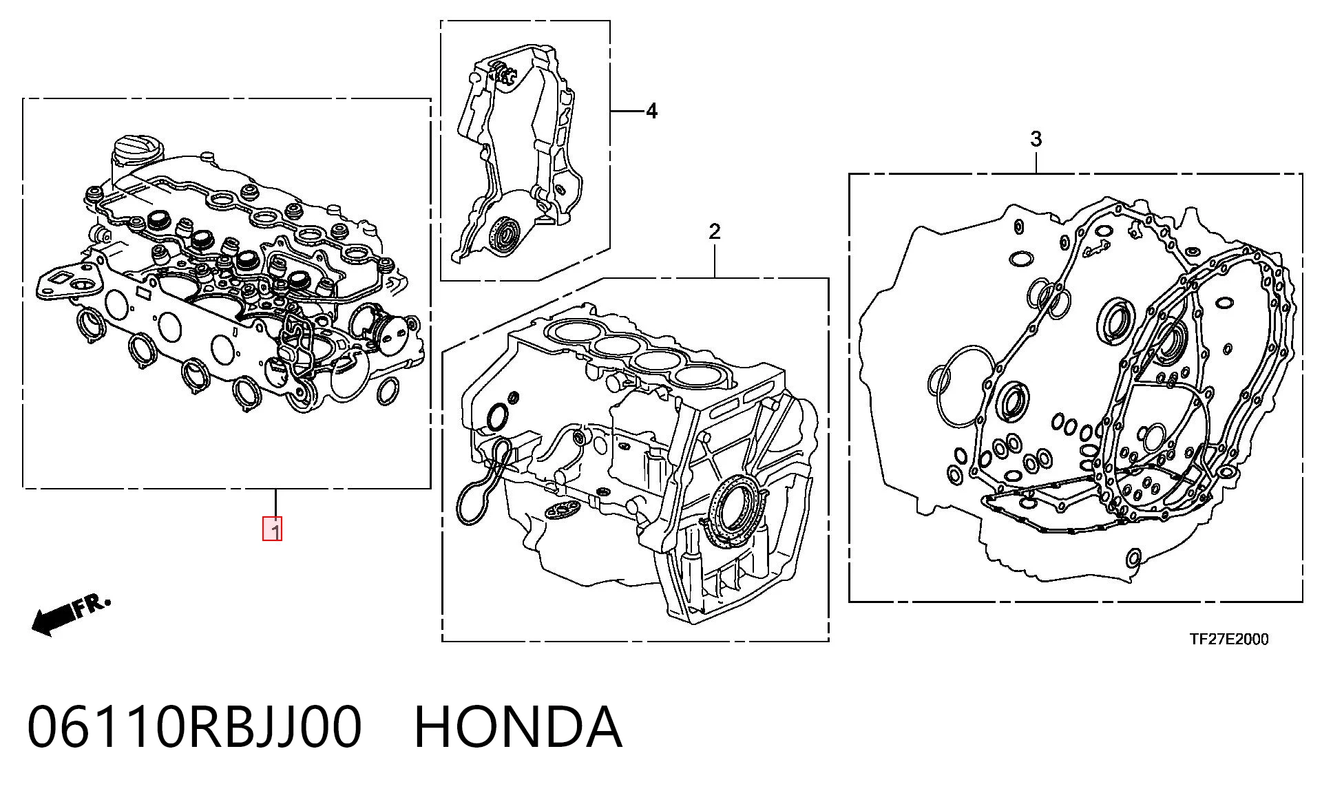 06110RBJJ00 Honda Комплект прокладок двигуна, верхній
