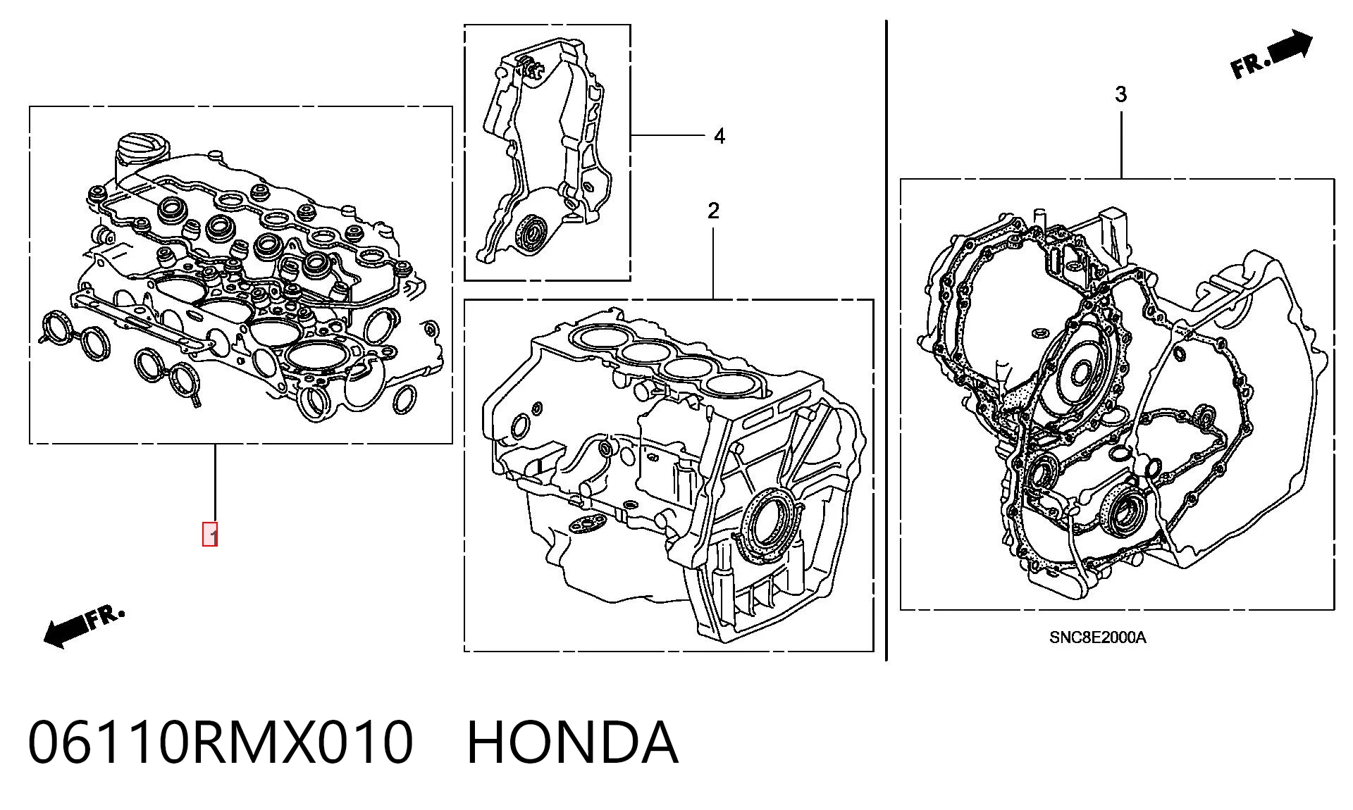 06110RMX010 Honda Комплект прокладок двигуна, верхній