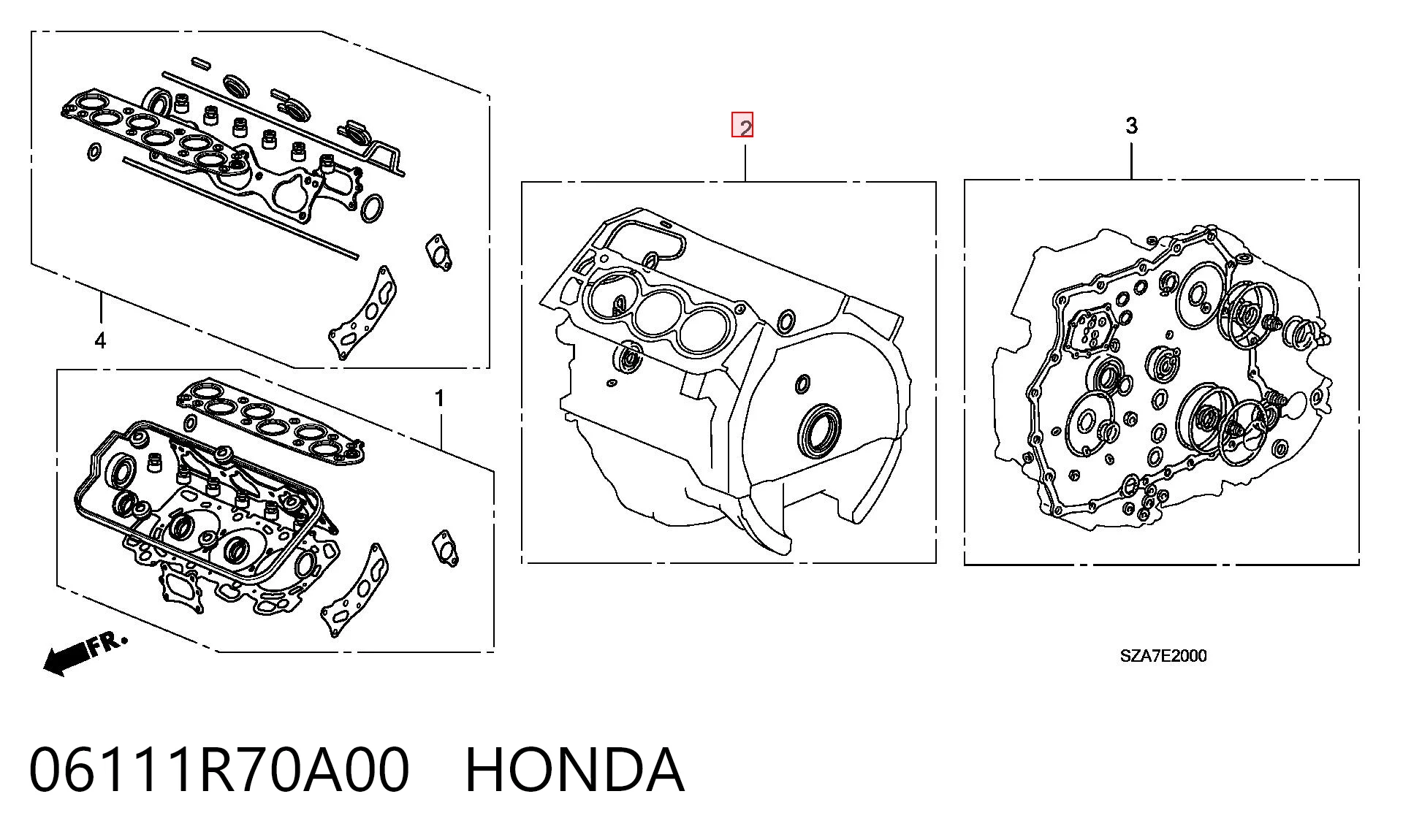 06111R70A00 Honda Комплект прокладок двигуна, верхній