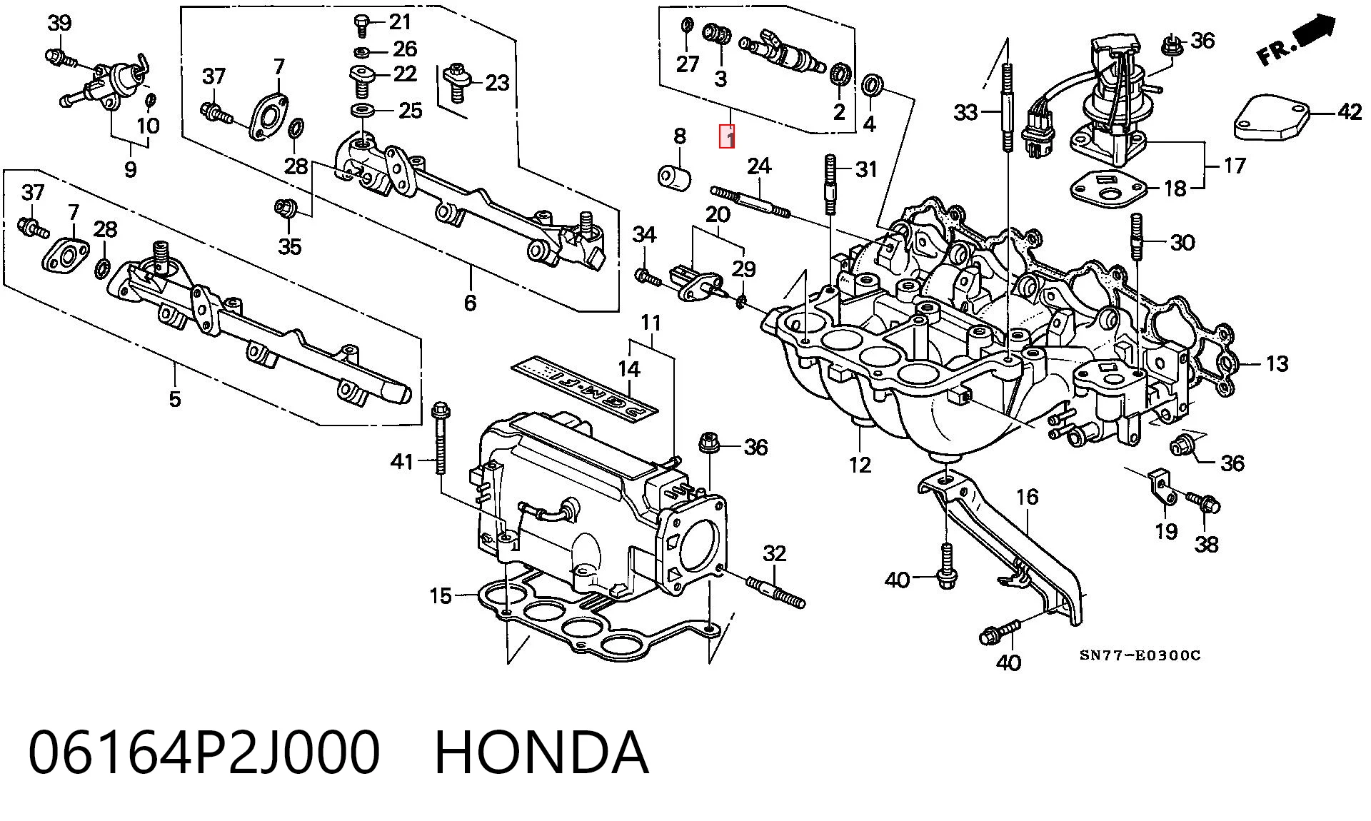 06164P2J000 Honda Форсунка вприску палива