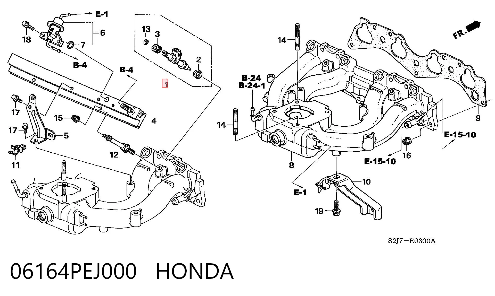 06164PEJ000 Honda Форсунка вприску палива