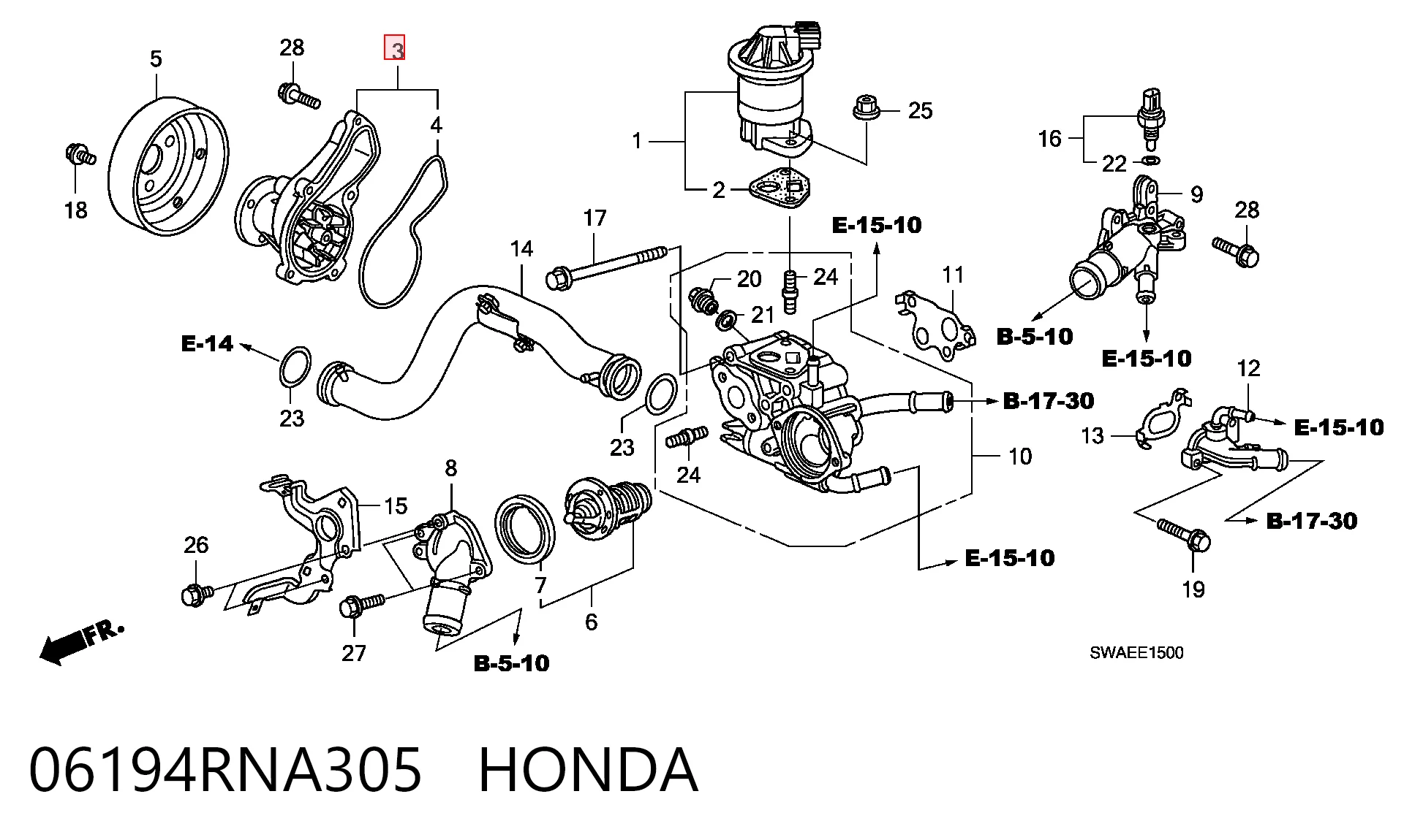 06194RNA305 Honda Насос охолодження