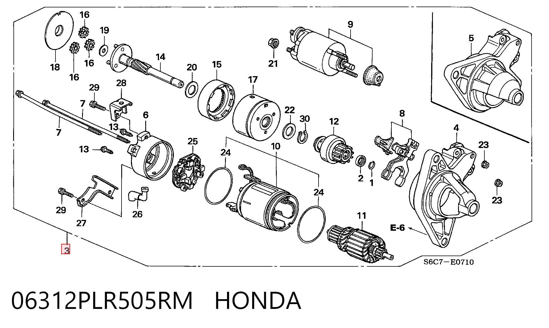 06312PLR505RM Honda Стартер двигуна