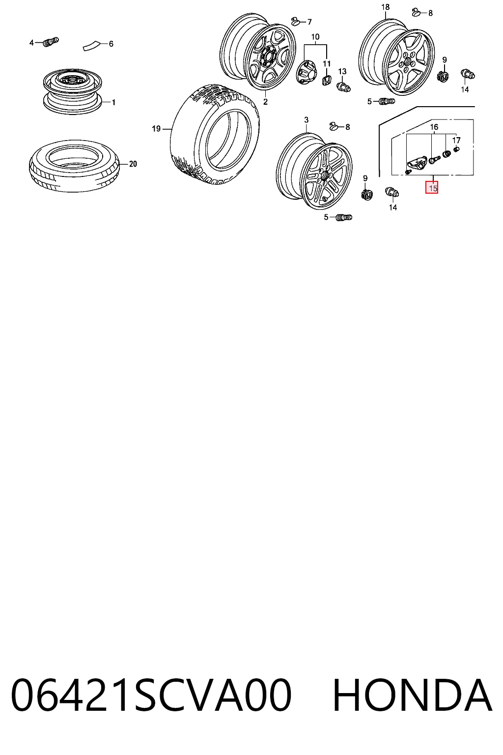 06421SCVA00 Honda Датчик шин