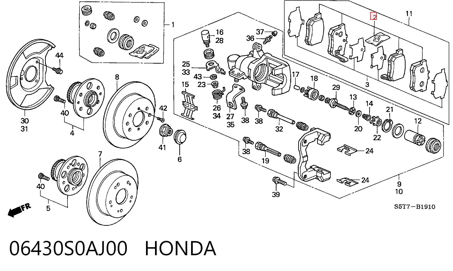 06430S0AJ00 Honda Колодки гальмівні задні, дискові