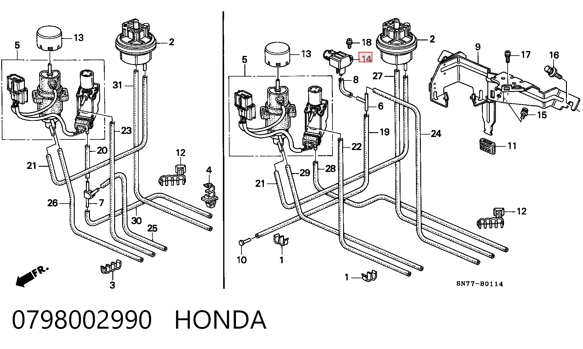 0798002990 Honda Датчик наддува