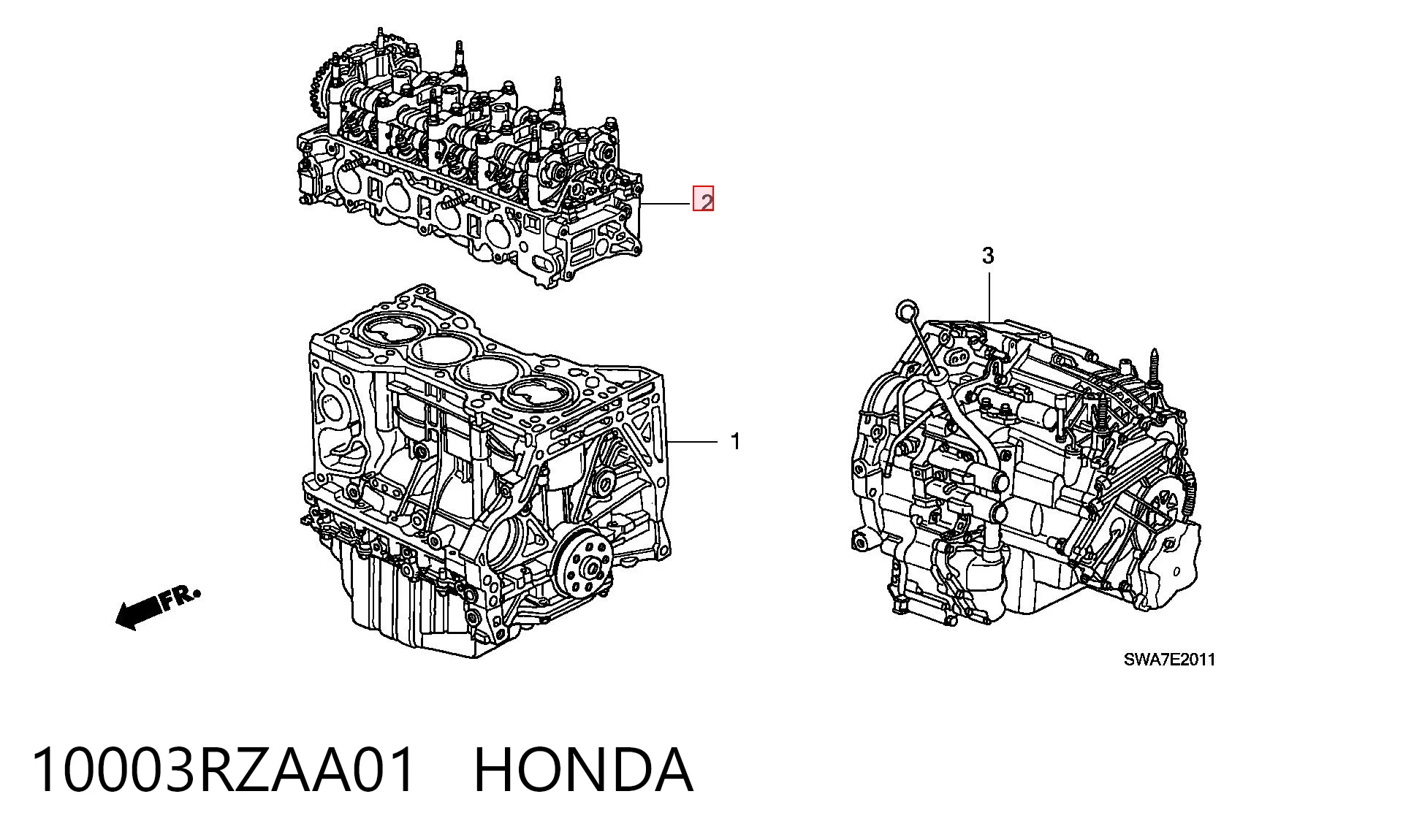 10003RZAA01 Honda Головка циліндрів