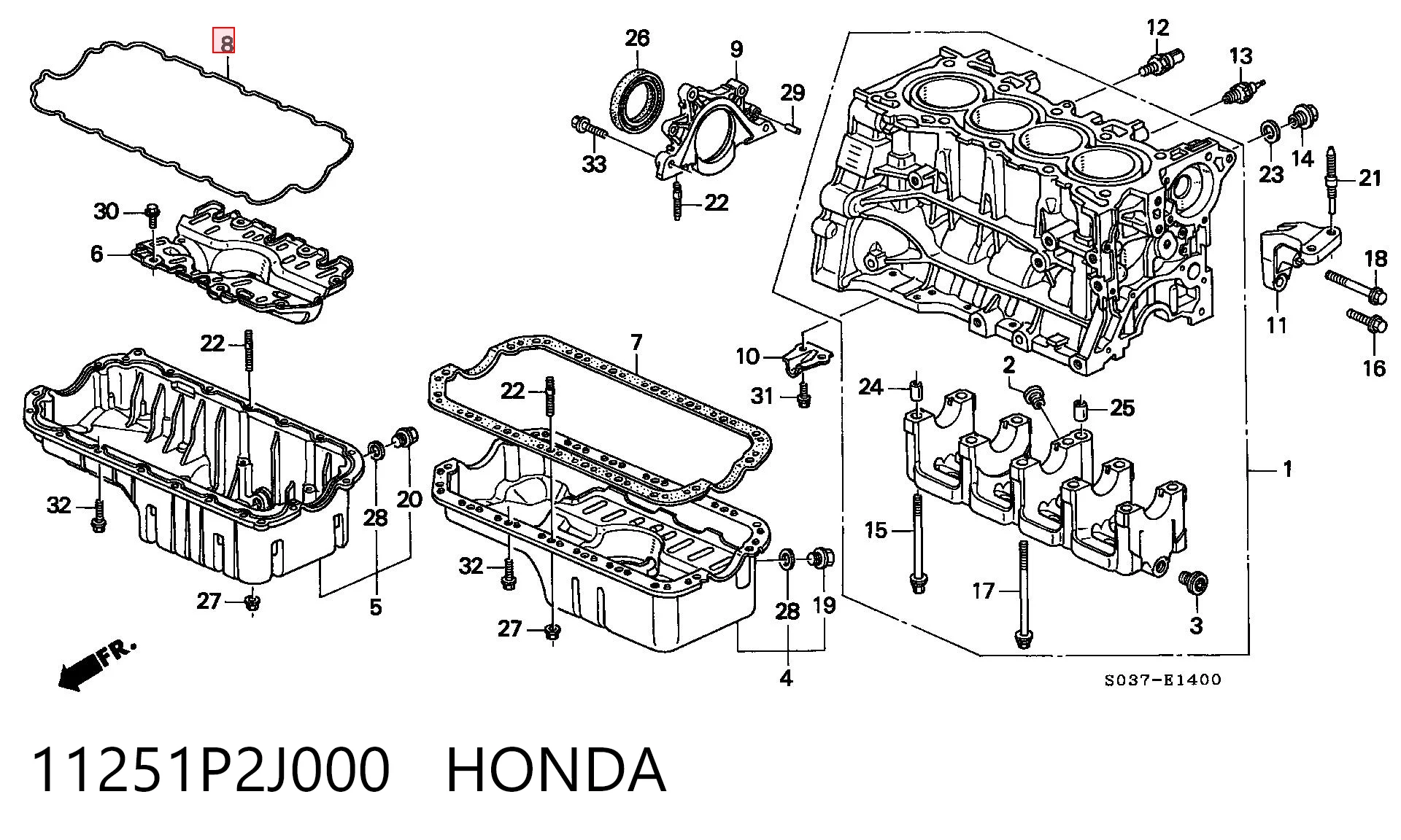 11251P2J000 NIPPON MOTORS Прокладка піддону картера двигуна
