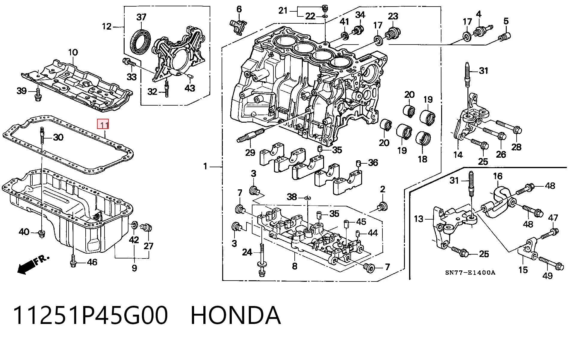 11251P45G00 Honda Прокладка піддону картера двигуна