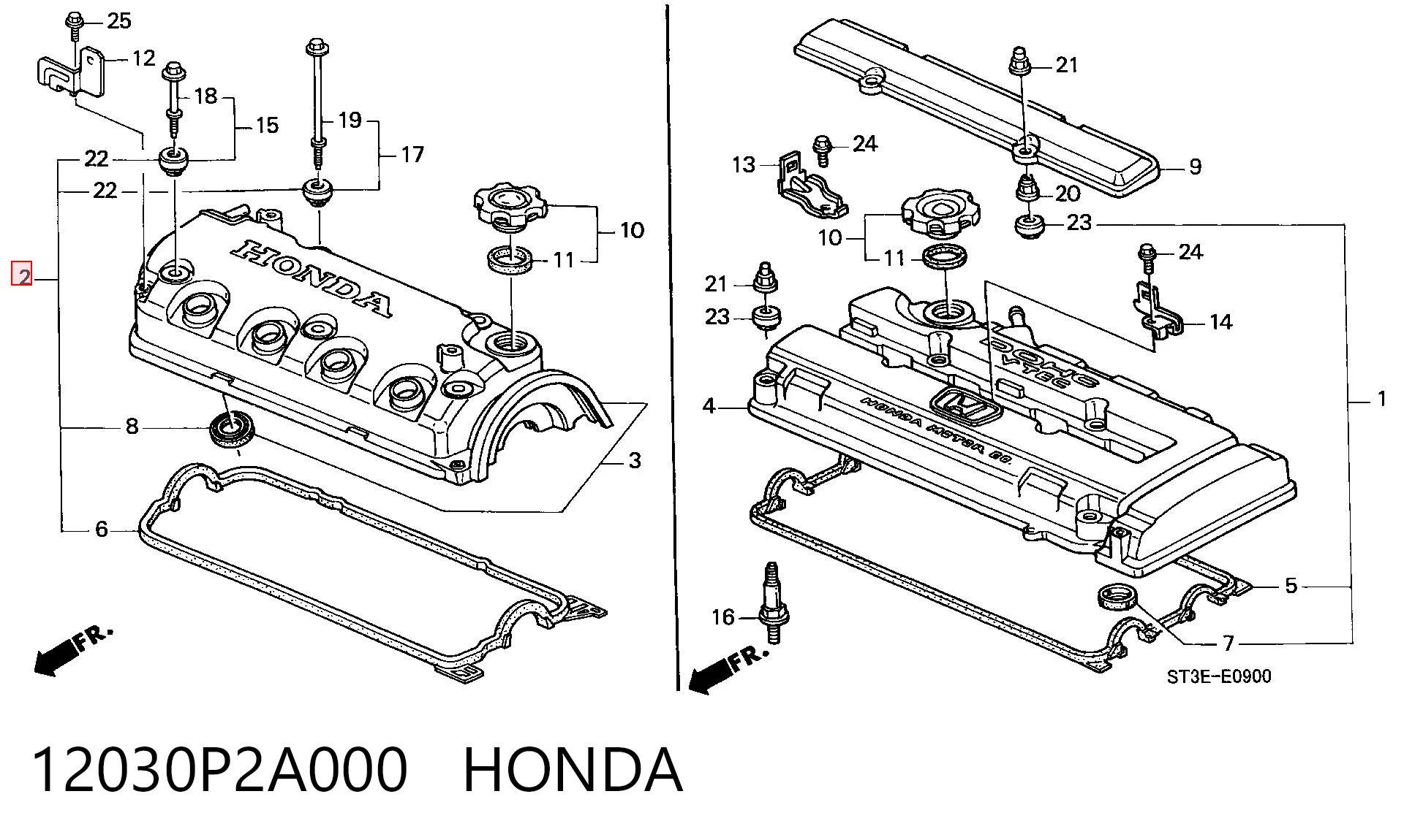 12030P2A000 Honda Прокладка клапанної кришки двигуна, комплект