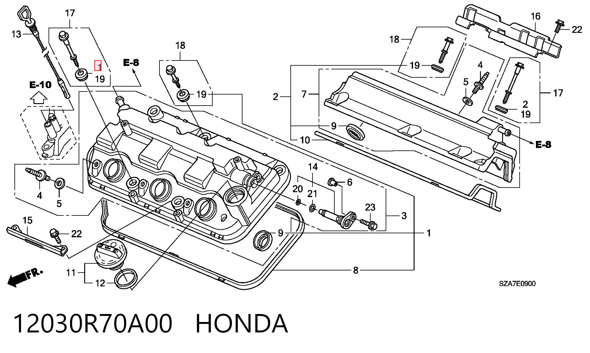 12030R70A00 Honda Прокладка клапанної кришки двигуна, комплект правий
