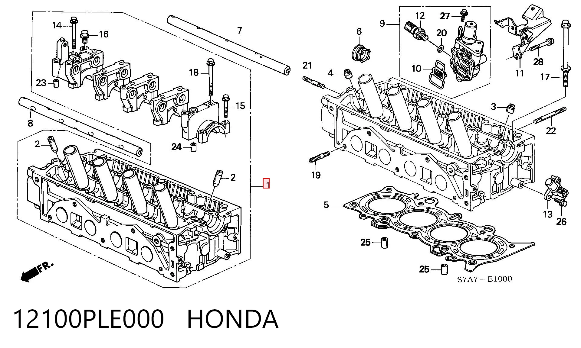 12100PLE000 Honda Головка циліндрів