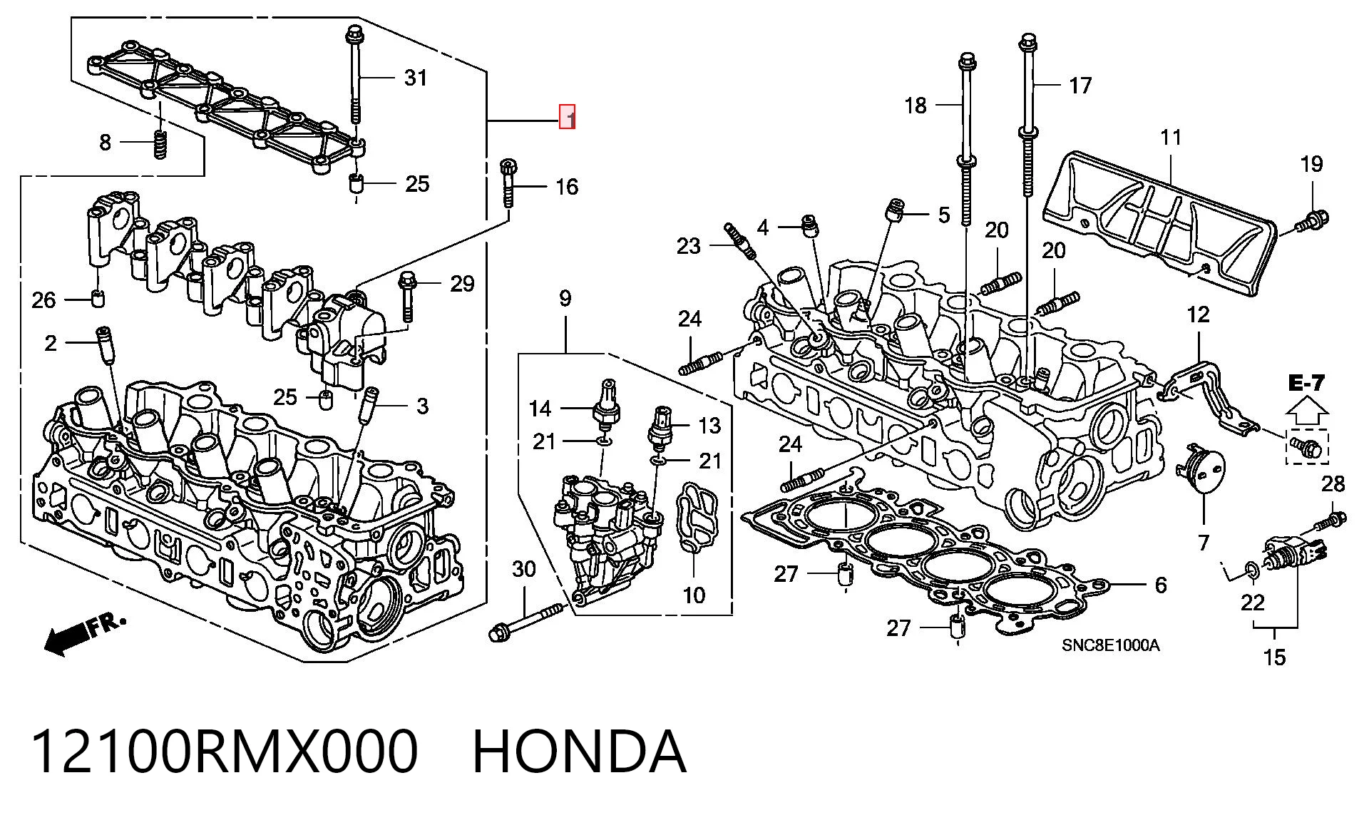 12100RMX000 Honda Головка циліндрів