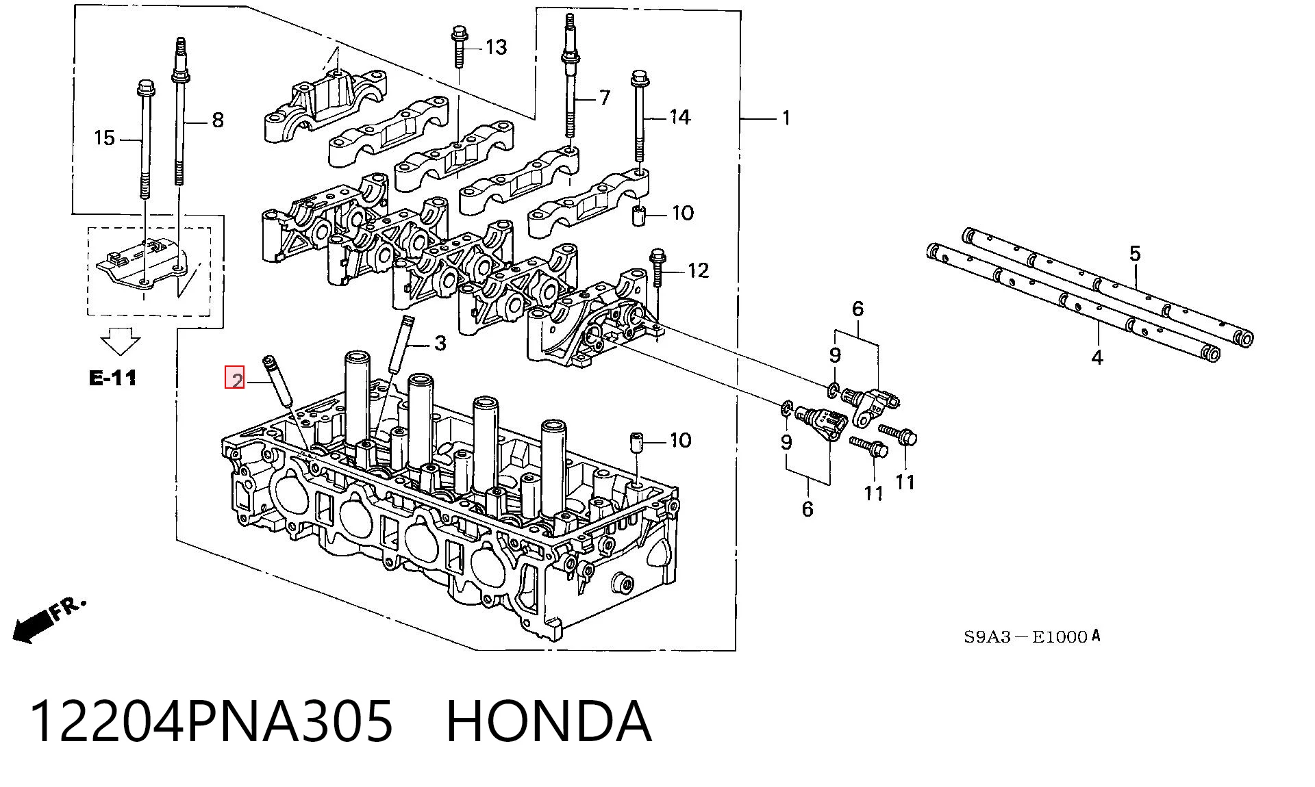 12204PNA305 Honda Направляюча клапана, впускного