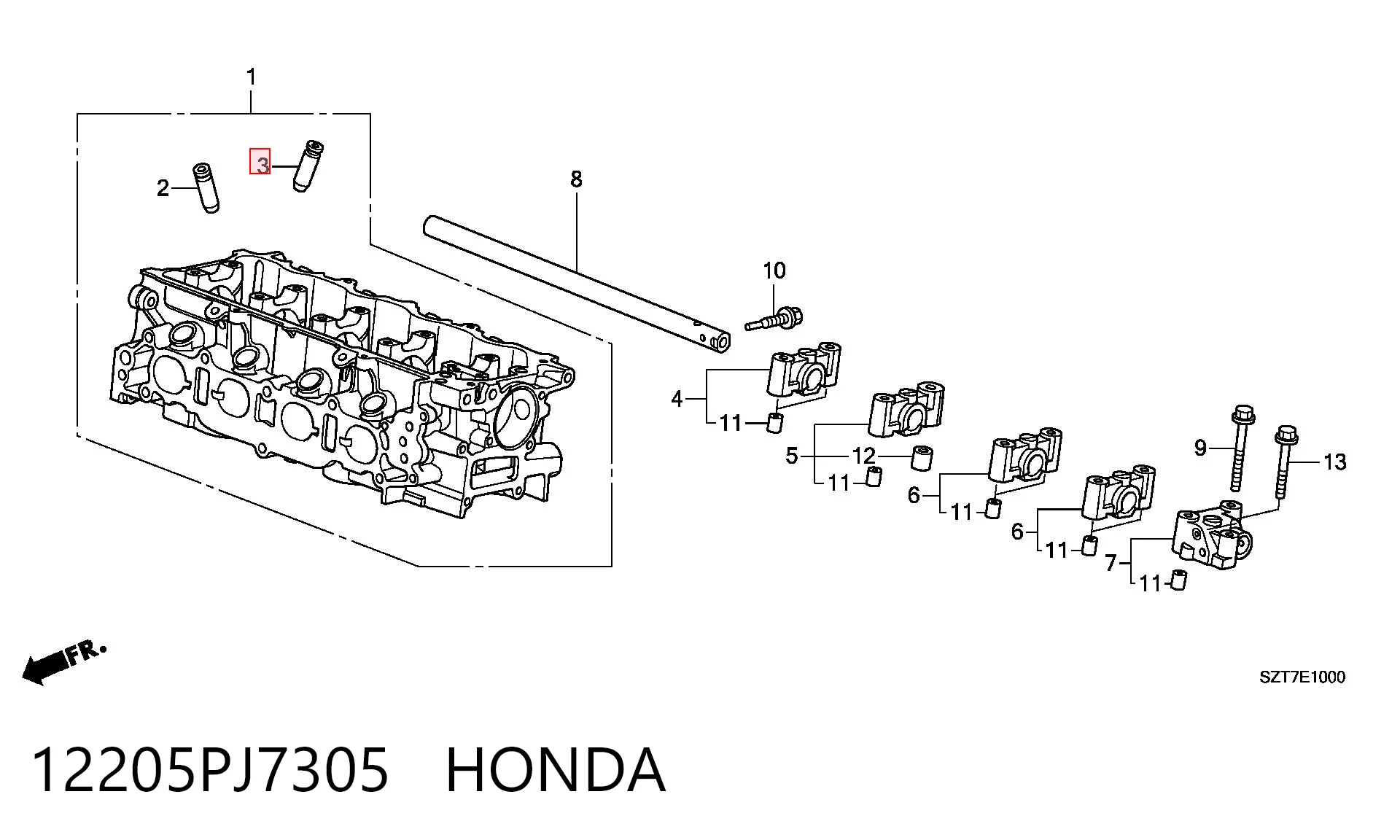 12205PJ7305 Honda Напрямна клапана, випускного
