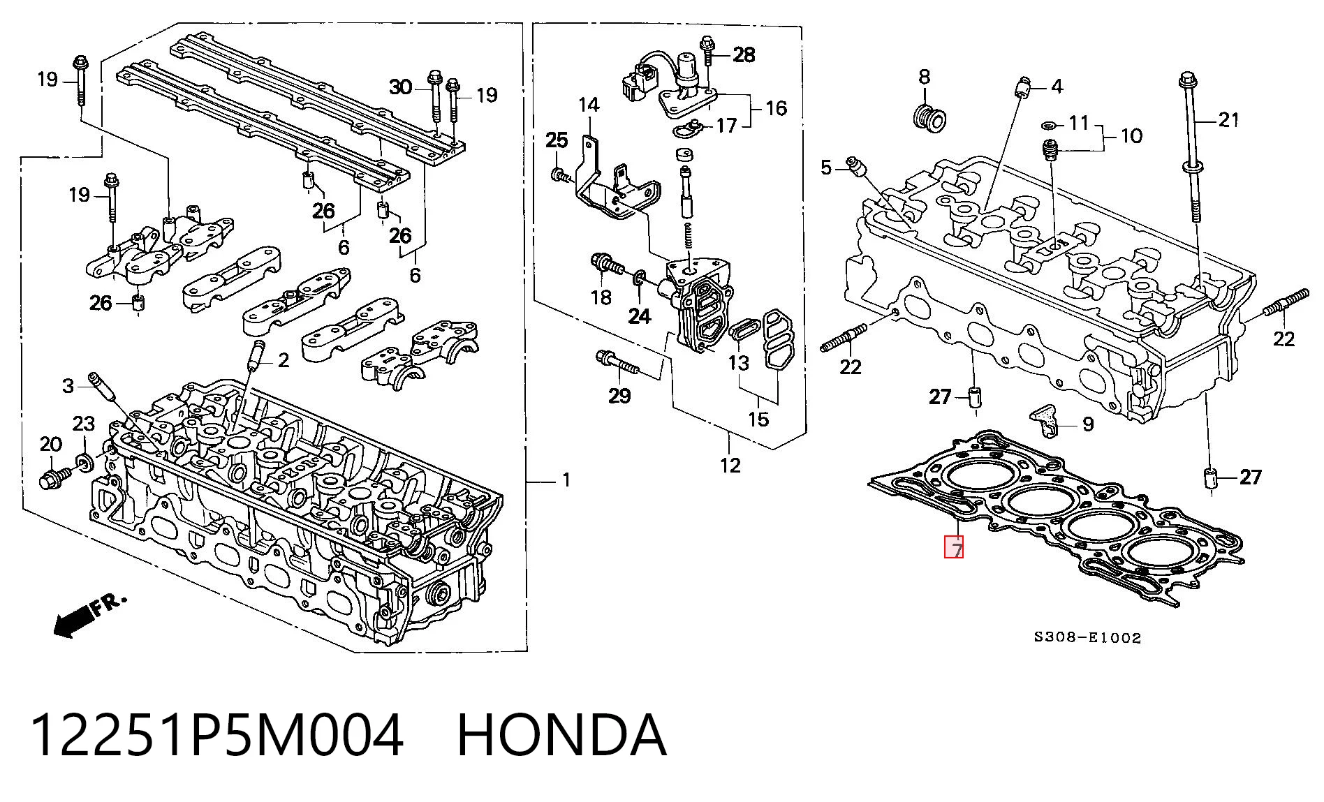 12251P5M004 Honda Прокладка під головку