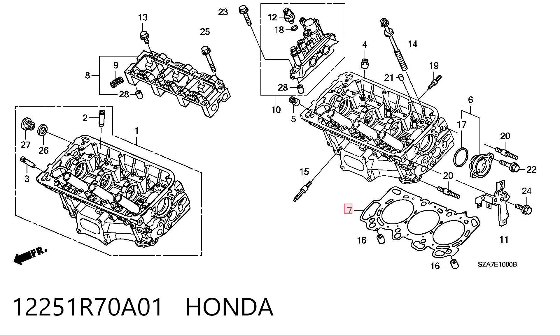 12251R70A01 Honda Прокладка головки блоку циліндрів (ГБЦ), ліва