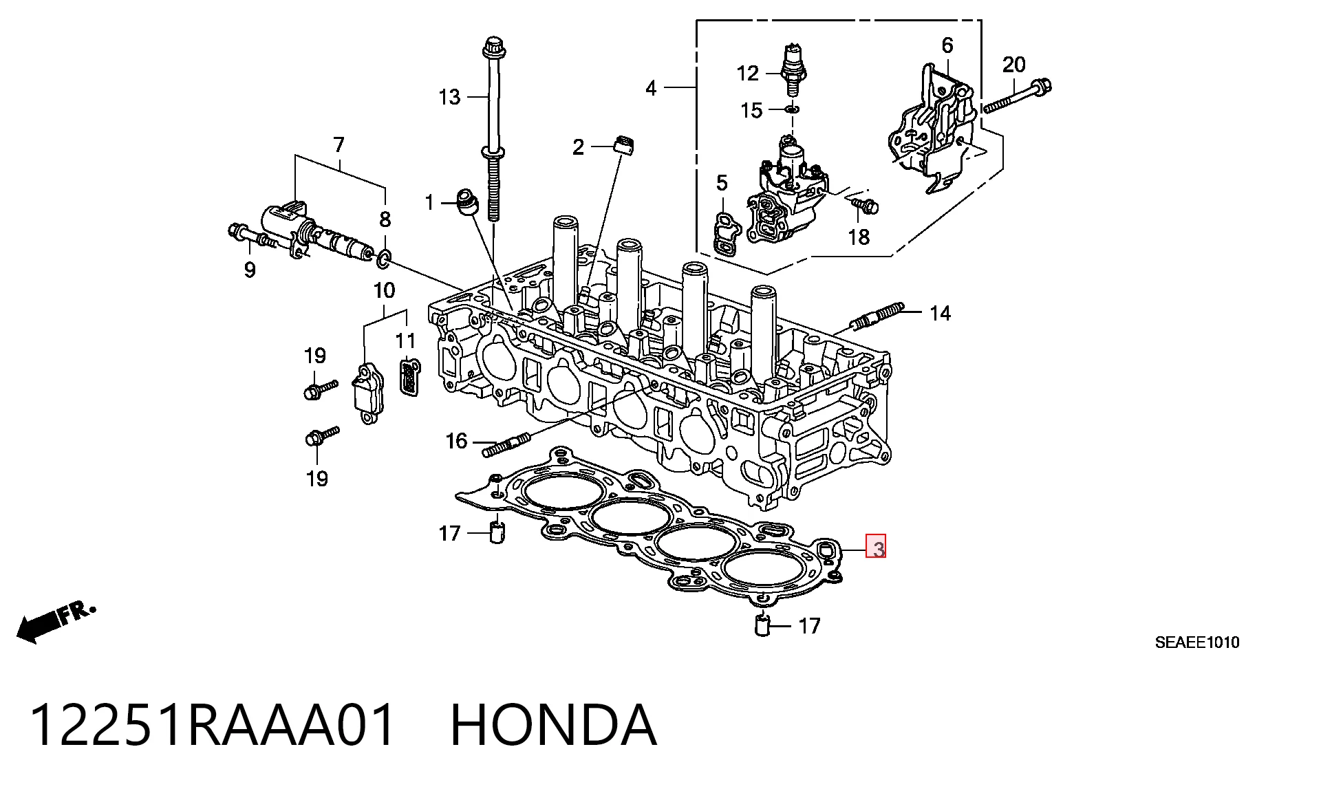 12251RAAA01 Honda Прокладка під головку