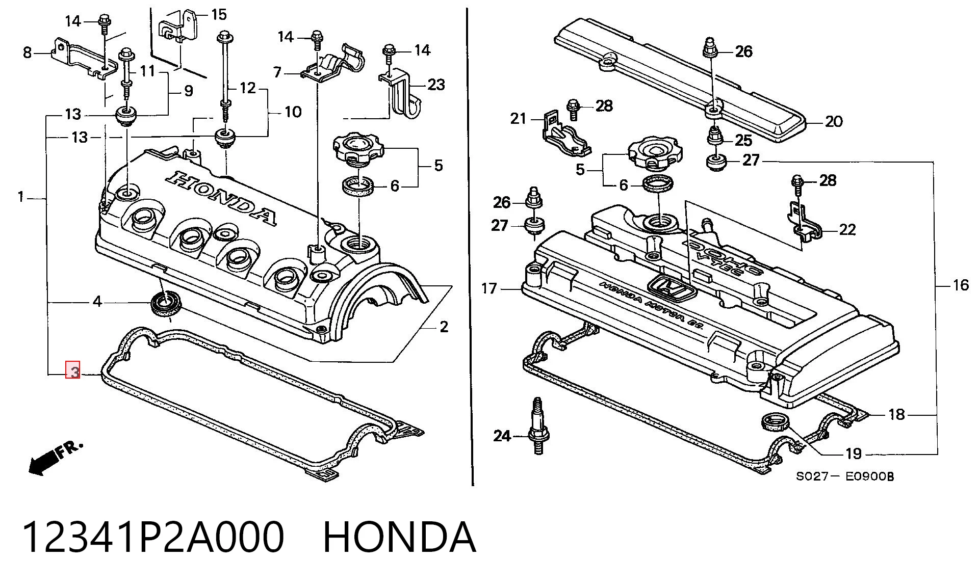  Прокладка клапанної кришки Honda Civic 6