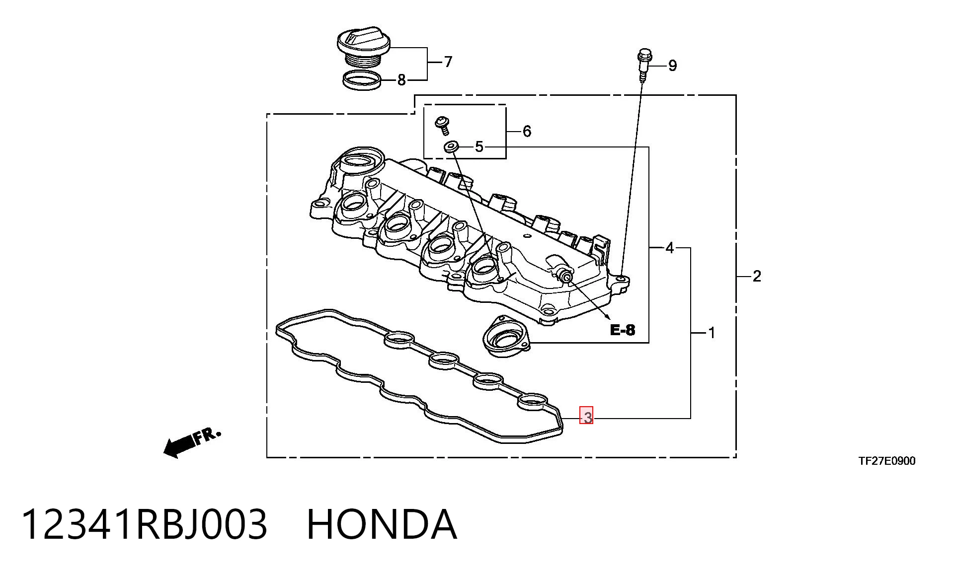 12341RBJ003 Honda Прокладка кришки клапанної 