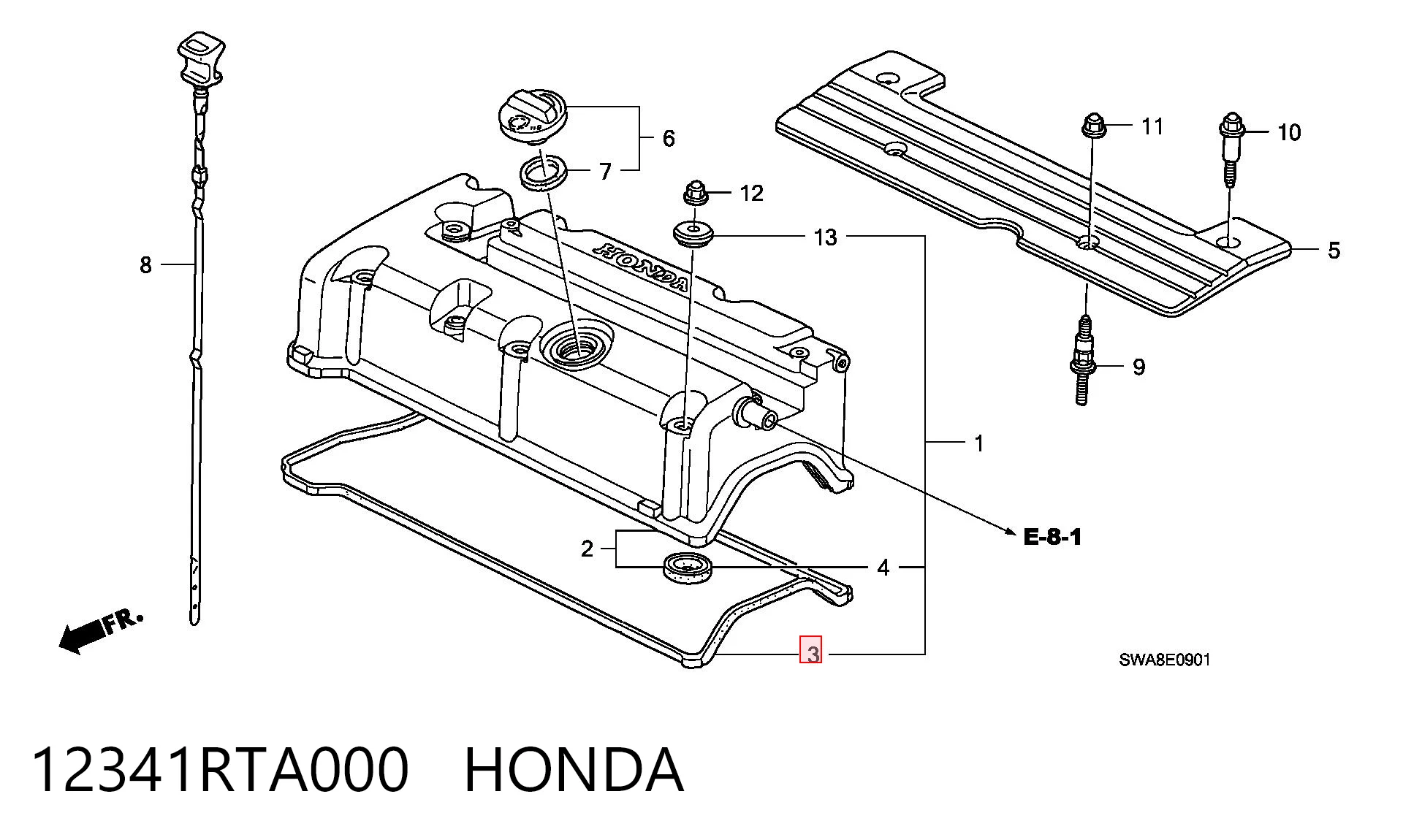 12341RTA000 Honda Прокладка кришки клапанної 