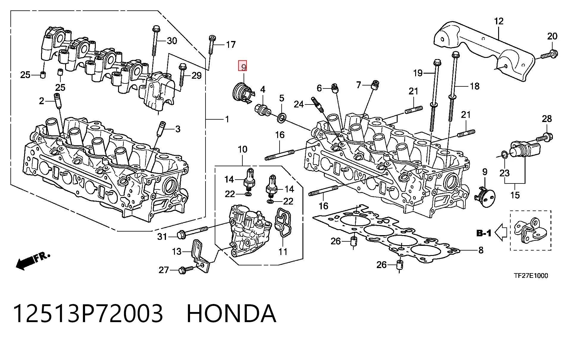 Заглушка головки блока на Honda Civic X FC, FK