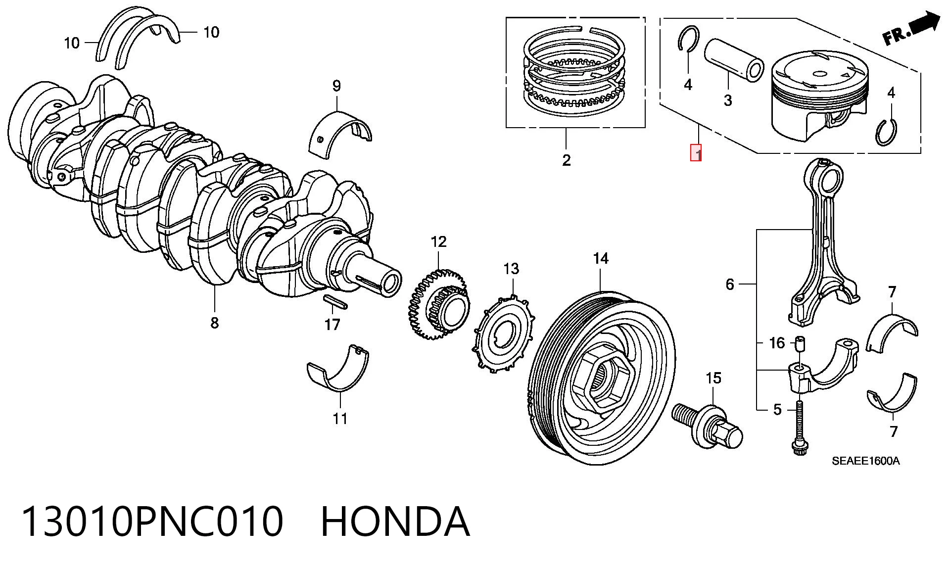 13010PNC010 Honda Поршень (комплект на мотор), STD