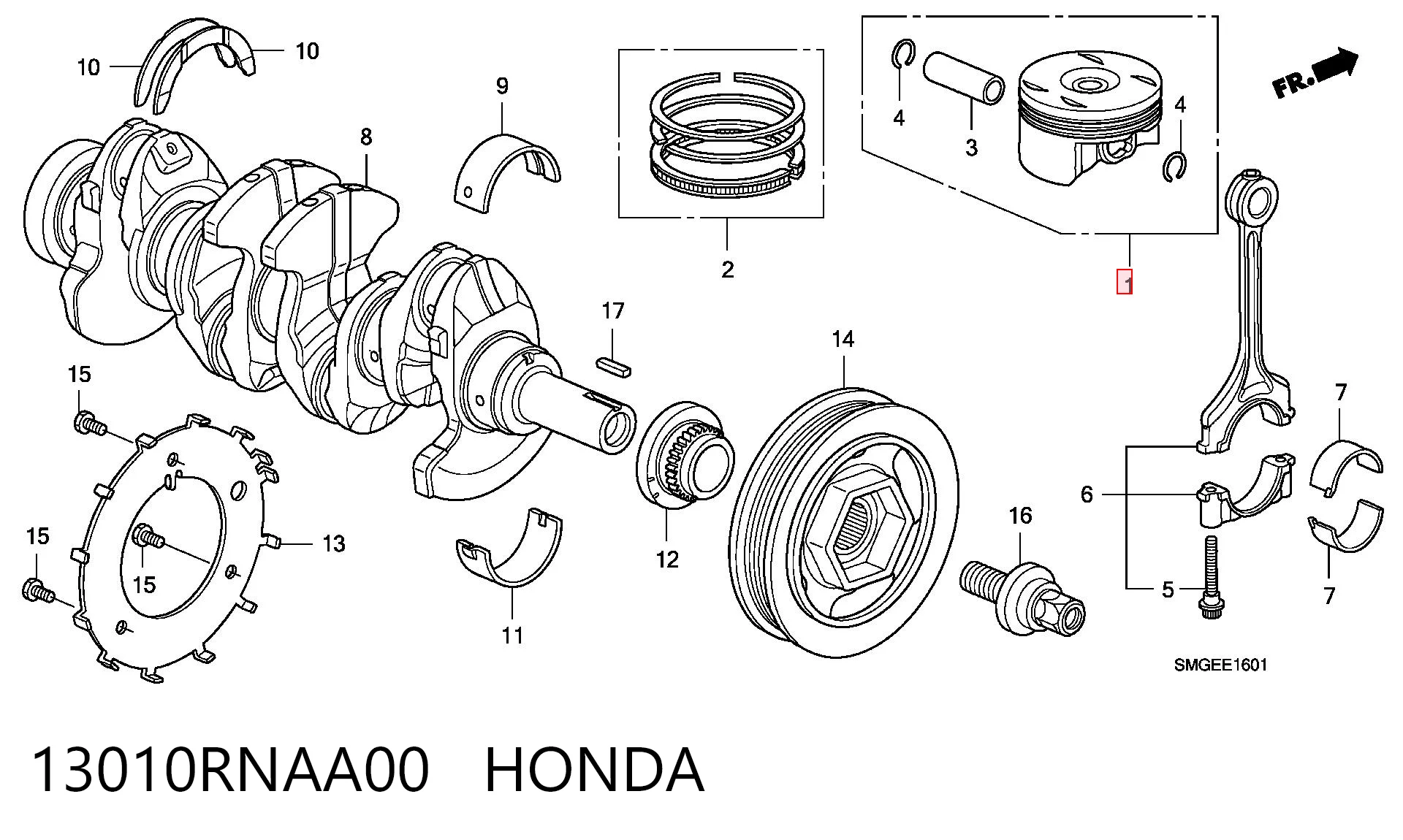 13010RNAA00 Honda Поршень без кілець