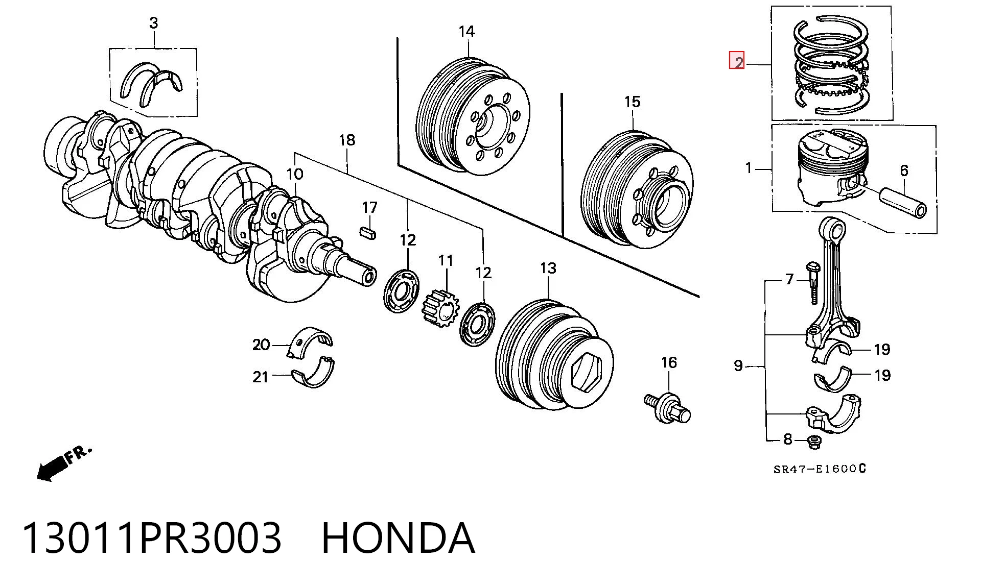 13011PR3003 Honda Кільця поршневі на 1 циліндр, STD.