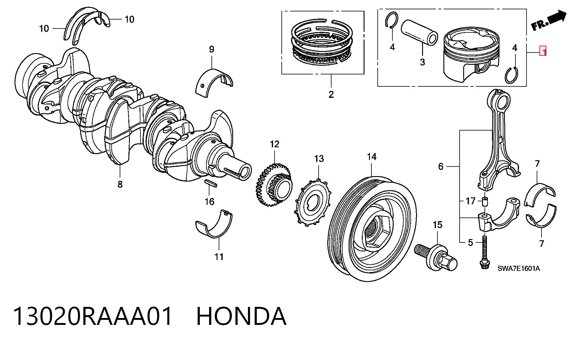 13020RAAA01 Honda Поршня на 1 циліндр, STD
