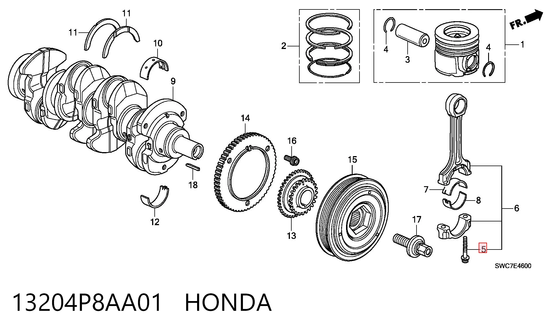 13204P8AA01 Honda Болт кріплення шатуна