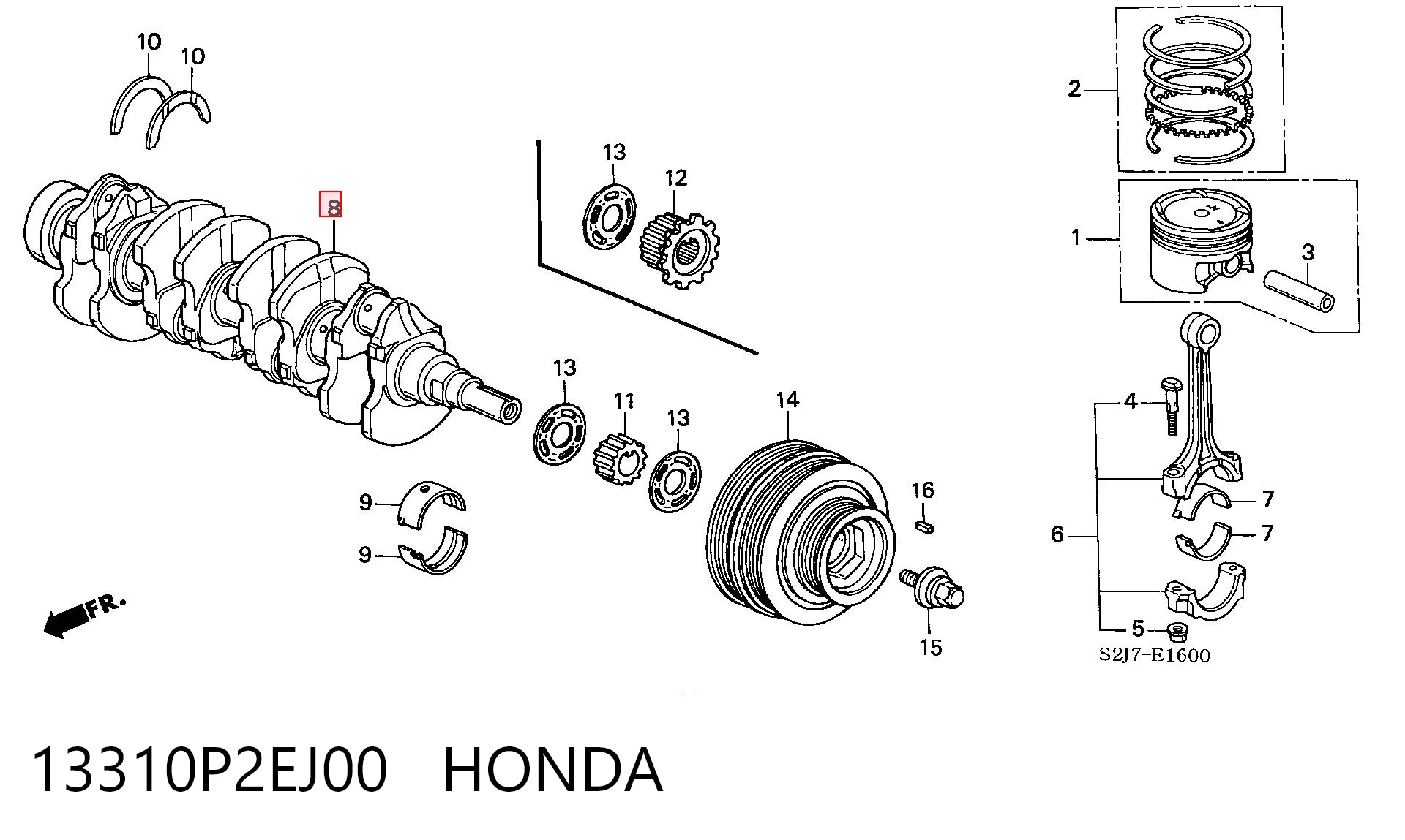 13310P2EJ00 Honda Колінвал двигуна